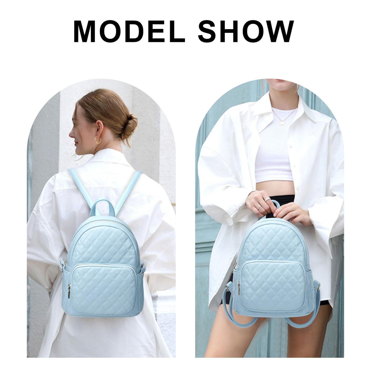 KL928 Quilted Mini Backpack for Women, PU Leather Backpack Purse Designer Satchel Bag, Small Casual Daypack for Ladies