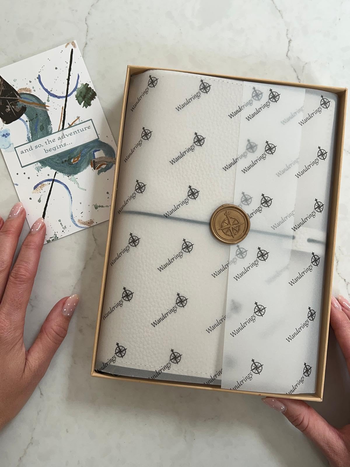 WANDERINGS A5 Travelers Notebook with Pockets – Oat Leather Journal – 6" x 8.5" (15 x 22cm) – Refillable Travel Journal – 120 GSM Blank Inserts