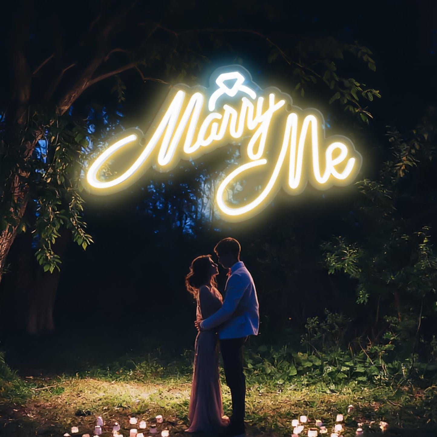 Miootly Marry Me Neon Sign, LED Neon Sign Wall Decor for for Engagement Proposal Wedding Ceremony Backdrop Wall Background Decorations, 16"x 9" USB Powered 10 Warm Brightness Light up Letters Signs