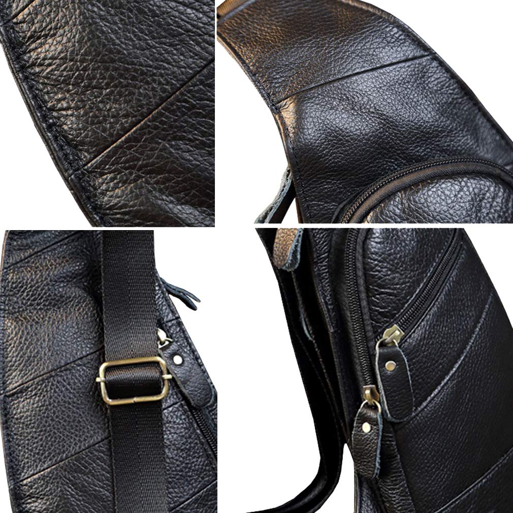 Leather Sling Bag Crossbody Backpack for Men Women Travel Outdoor Business Hiking Camping Shoulder Chest Day Pack Casual Daypack