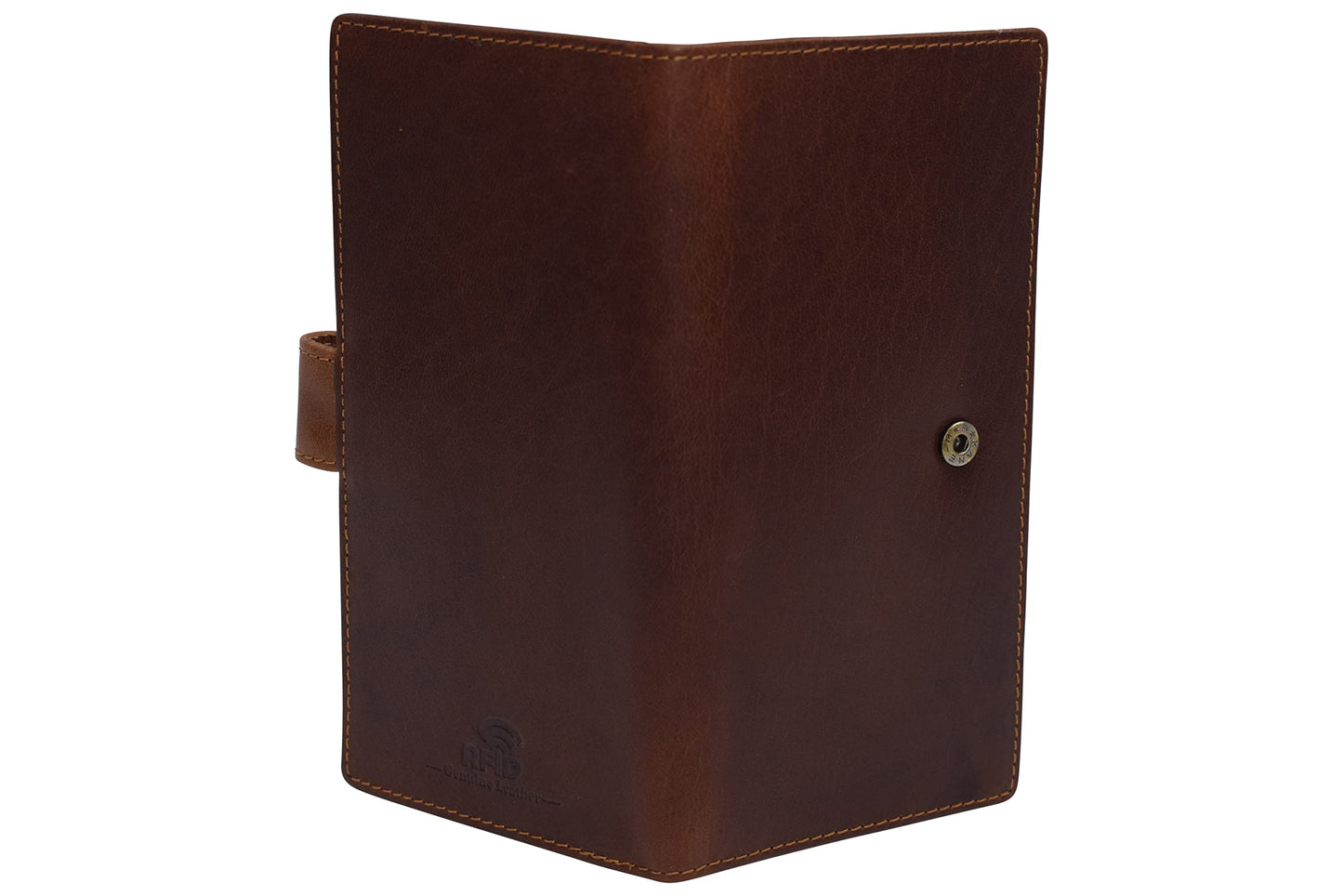 Marshal Genuine Leather Basic Checkbook Holder with Snap Closure (Buffalo Leather Tan)