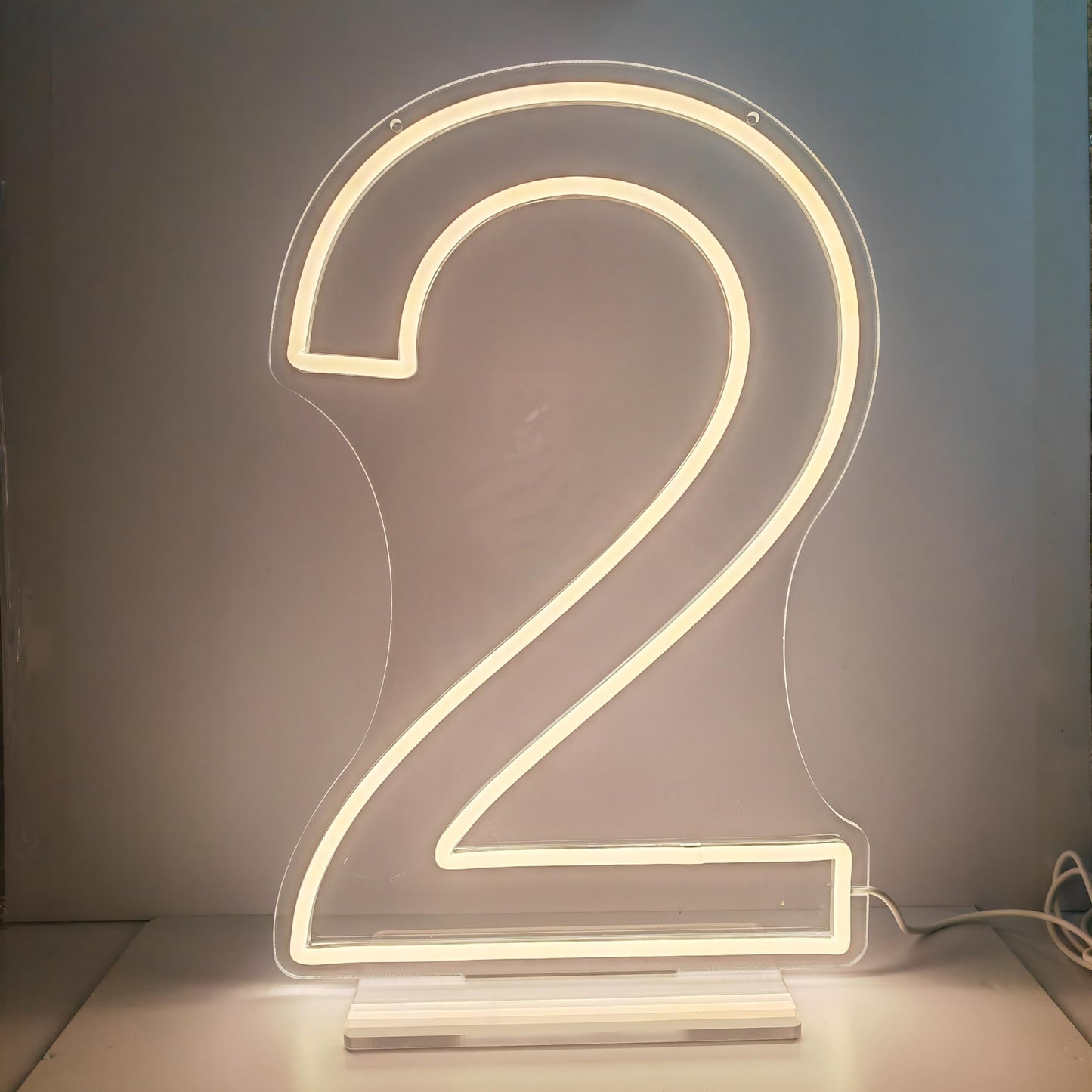 Lovewenying Neon Signs Number 2 Birthdays Decor Neon Lights Party USB Plus Battery Case Light up Your Baby's Birthday with Our Neon Number Two Sign (Number 2-Warm White)