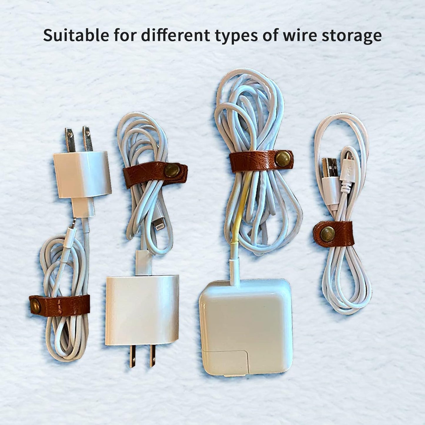 Viaky 24-Pack Leather Cord Organizer Cable Straps, Portable Headphone Usb Cables Keeper Management Ties For Car Office Home (2 Sizes, Black Brown)
