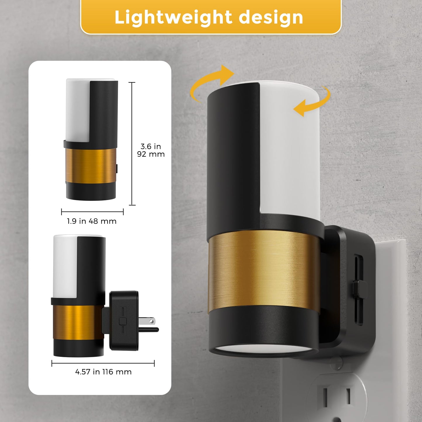 L LOHAS LED Night Lights Plug into Wall with Dusk to Dawn Sensor, Dimmable Night Light with 0-100lm Stepless Dimming, Rotating Plug in Night Light, 3000K Soft White, 2 Pack