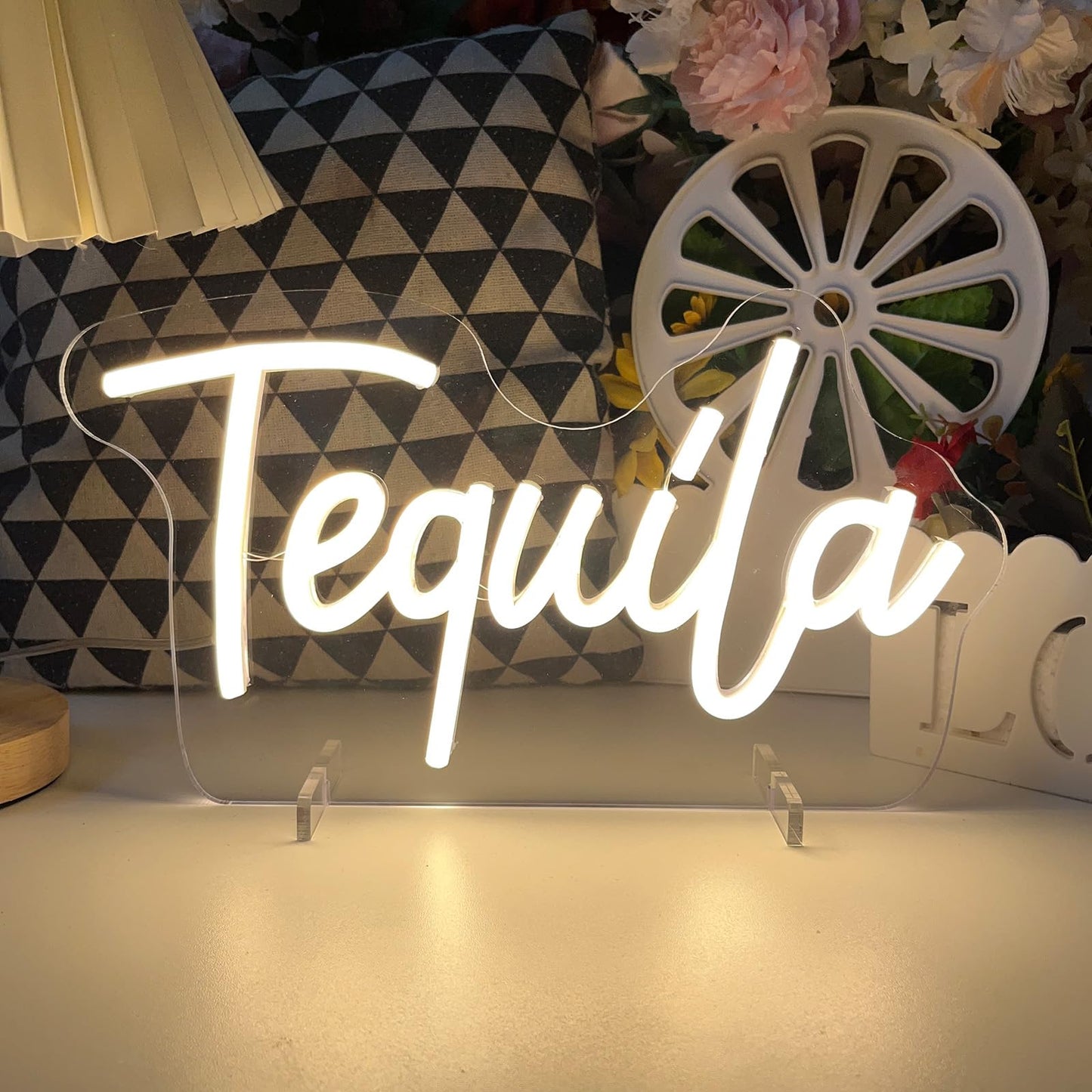 Tequila Table Number Neon Sign Desk Lamp Night Light Wedding Letter LED Neon Sign Wedding Table Decorations Neon Light Shop Bedroom Home Room Decor Christmas Party Warm White USB 30×16.8CM