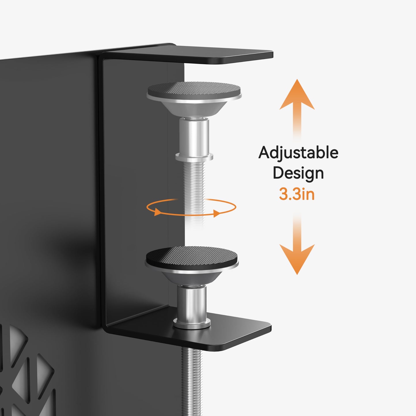 Josmimic Desk Side Storage, Metal Laptop Holder with Magnetic Pen Box, Clamp-On Under Desk Organizer with Cooling Holes & Anti-Scratch Pads for Office and Home (Black)