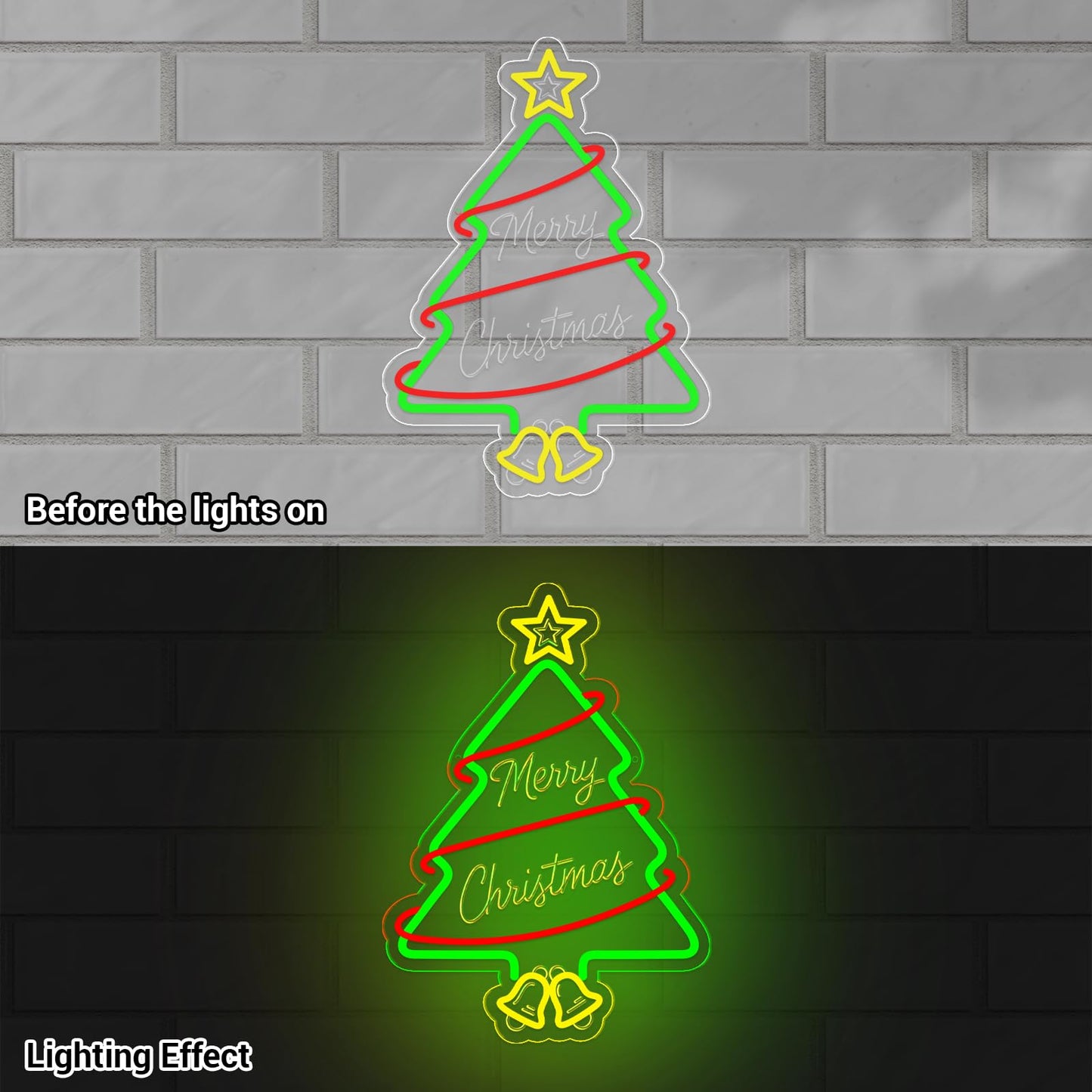LMHSE Christmas Tree Neon Signs, 16.9" x 12.1" Acrylic LED Neon Sign for Window Lights Bedroom Living Room Home Decorations