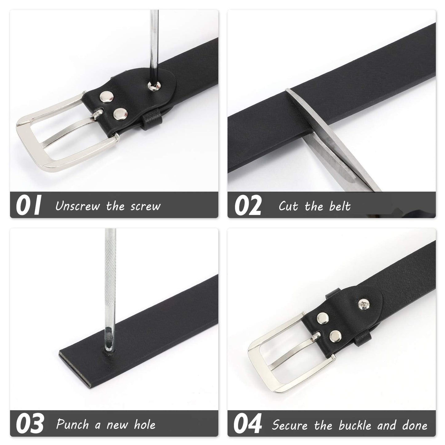 WHIPPY Women Casual Leather Belt for Jeans Pants, Fashion Ladies Waist Dress Belt Black Buckle Black M