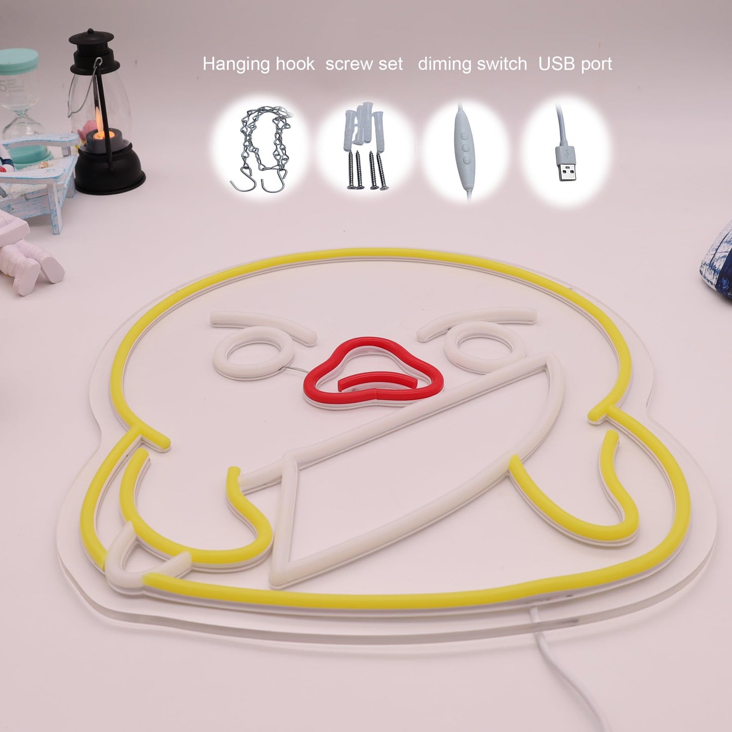 Duck Neon Sign with Knife Murder Duck Lamp Led Neon Light Up Sign for Wall Decor Game Room Men Cave Birthday Holiday Gift