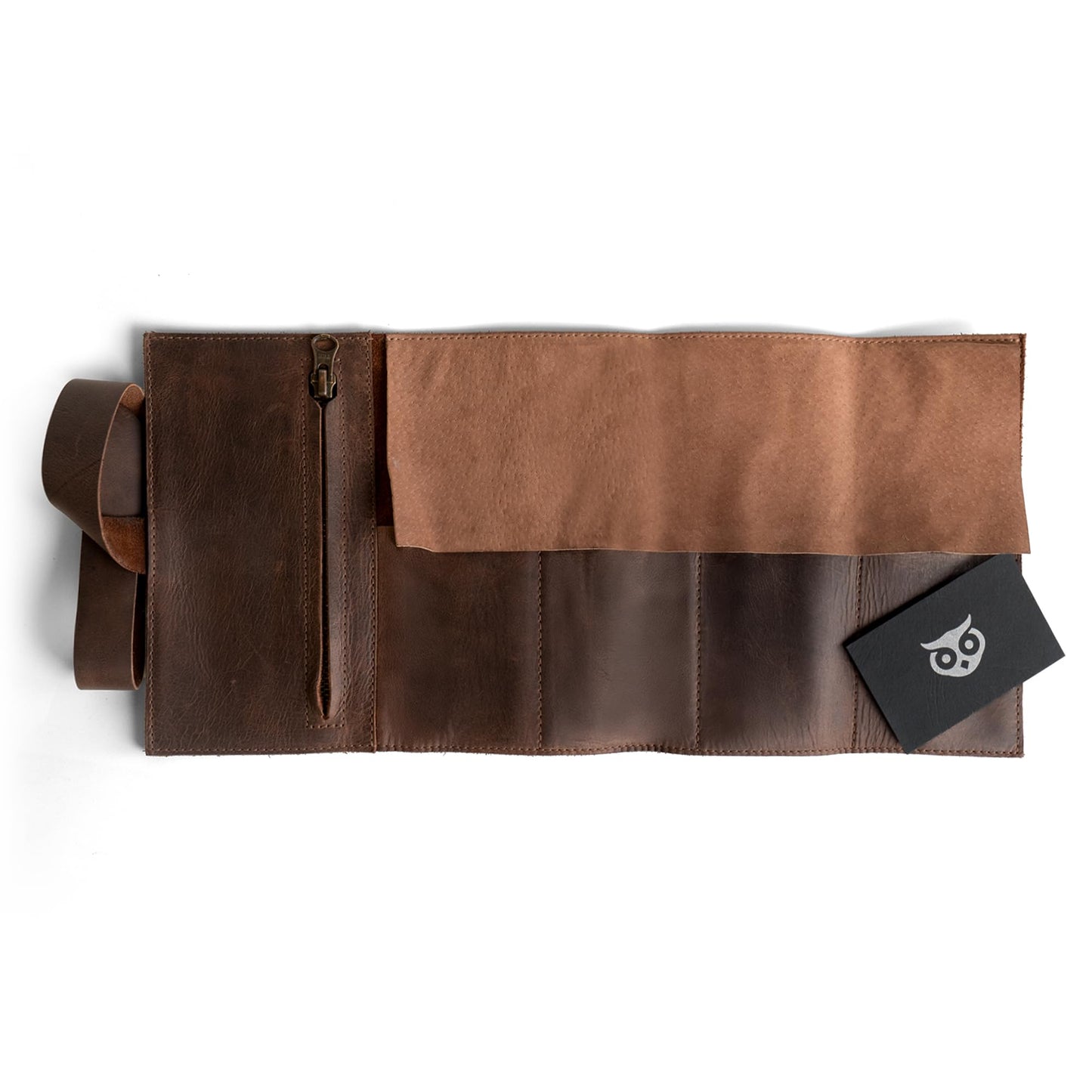Hide & Drink, Watch Roll Organizer with Zippered Pouch, Easy Carry On Watchlover Storage, Travel Essentials Gift, Full Grain Leather, Handmade (Bourbon Brown)