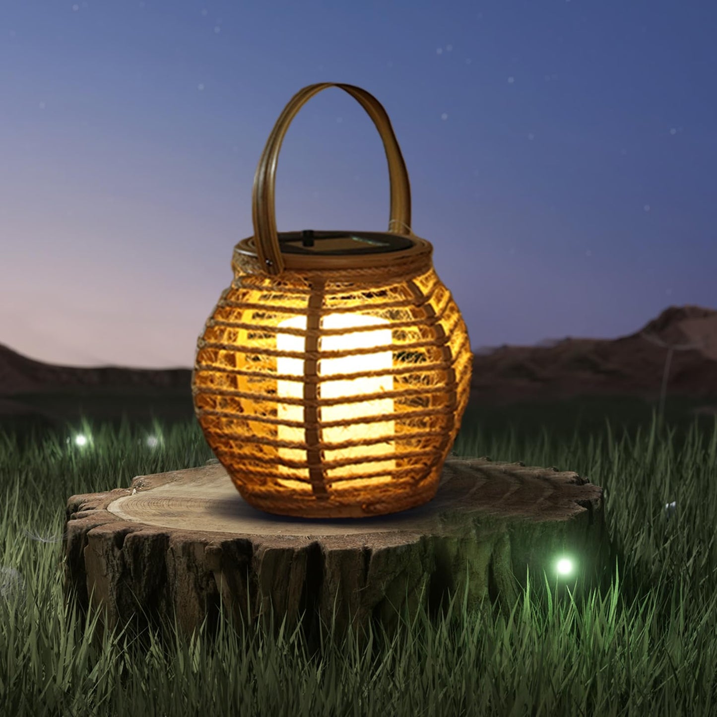 2 Pack Solar Lanterns Outdoor Waterproof, Pumpkin-Shaped Solar Lantern Hand-Woven Winding Bohemian Style Outdoor Lantern Hanging & Tabletop Decor for Garden/Patio Birthday Gifts for Women Mom Grandma