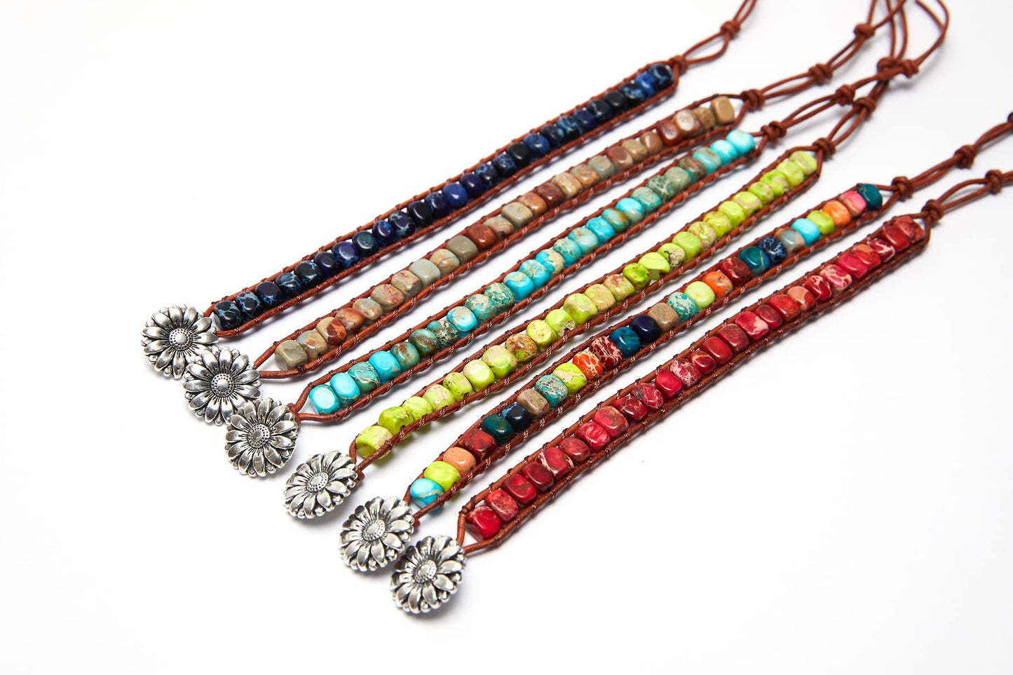 ZOSOJONA 7 Chakra Bracelet Bohemian Handmade Leather Wrap Healing Protection Natural Stone Yoga Beaded Bracelets Boho Friendship Jewelry (Navy Blue Turquoise)