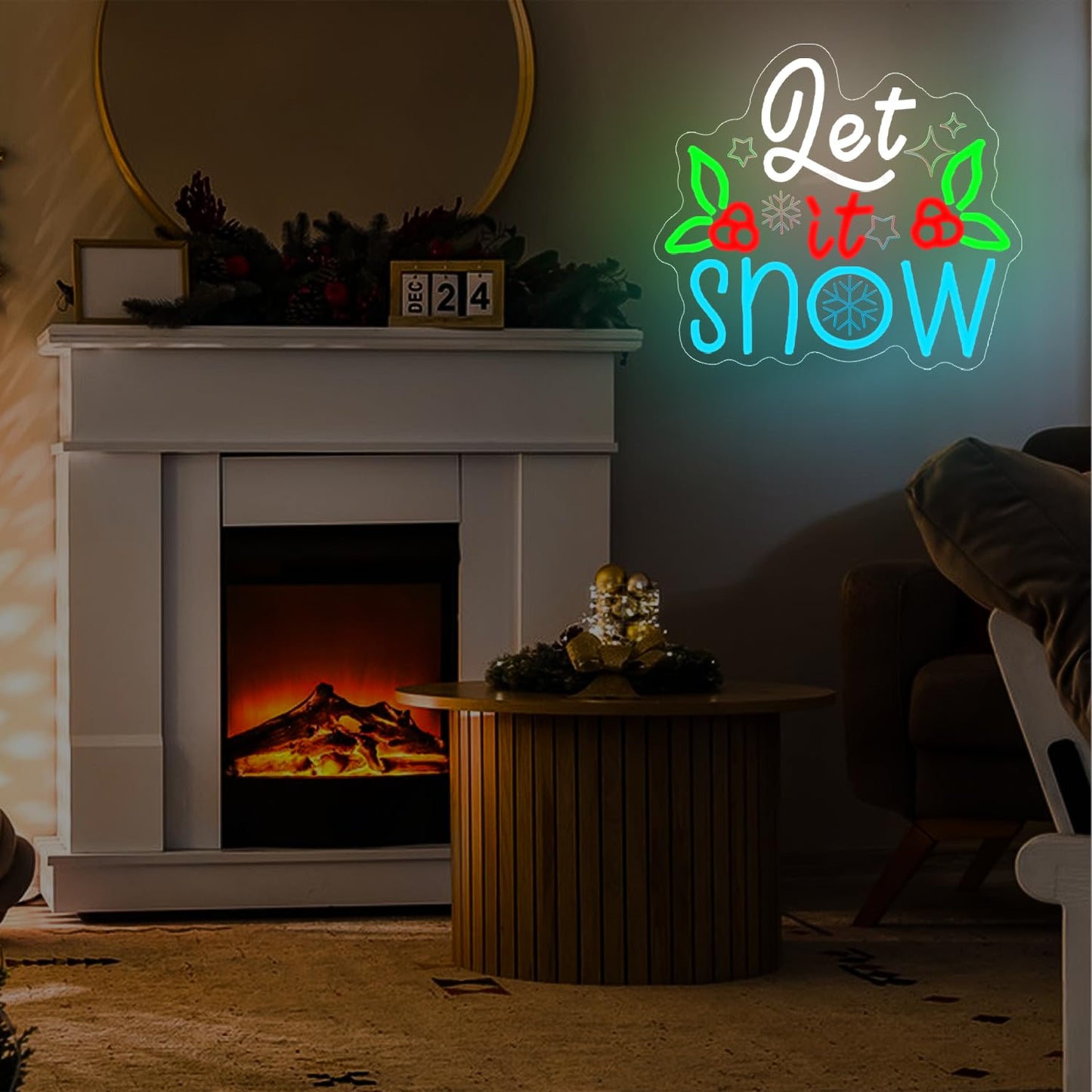 Let It Snow Neon Sign Christmas Neon Sign Dimmable for Wall Decor Led Sign christmas Neon Window Lights Up Sign for Party Bedroom Kids Gift Living Room Winter Home