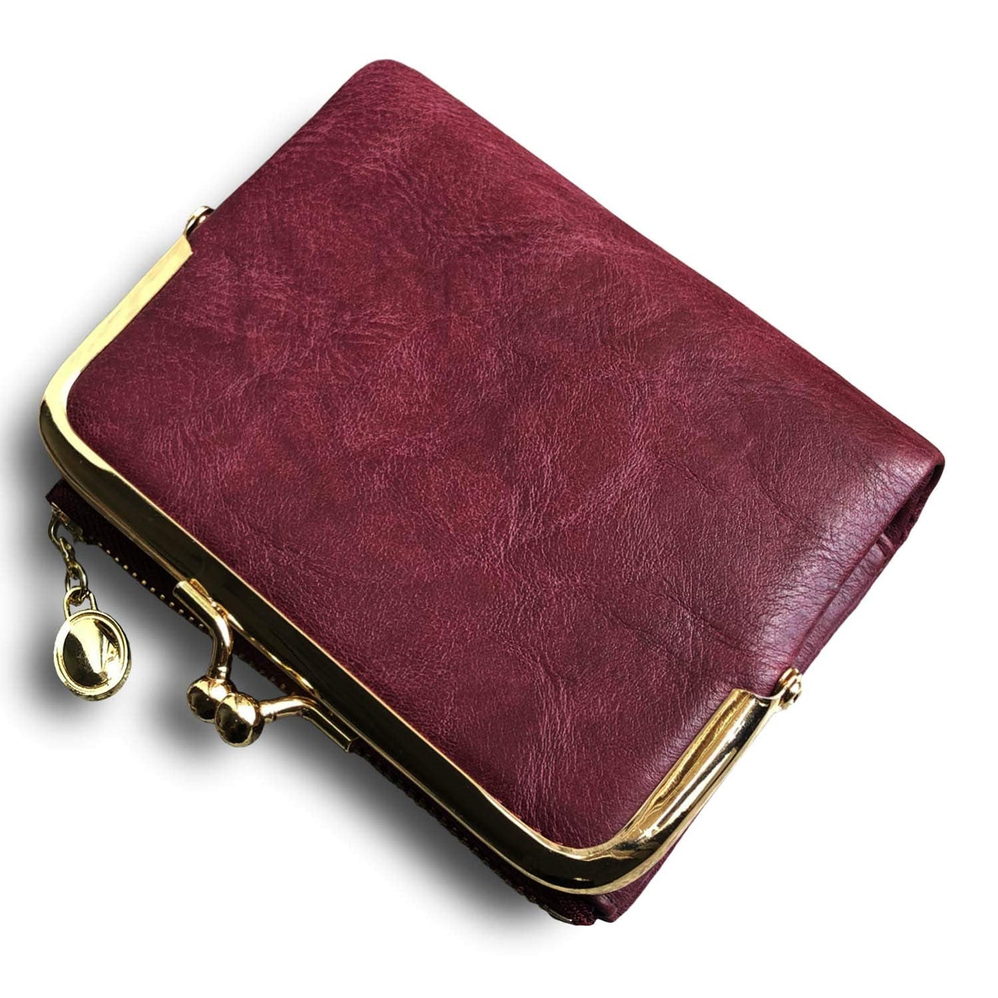 Plinvo Small Bifold Genuine Leather Wallet for Women Vintage Mini Coin Purse with Zipper and Kiss Lock (Grey1)
