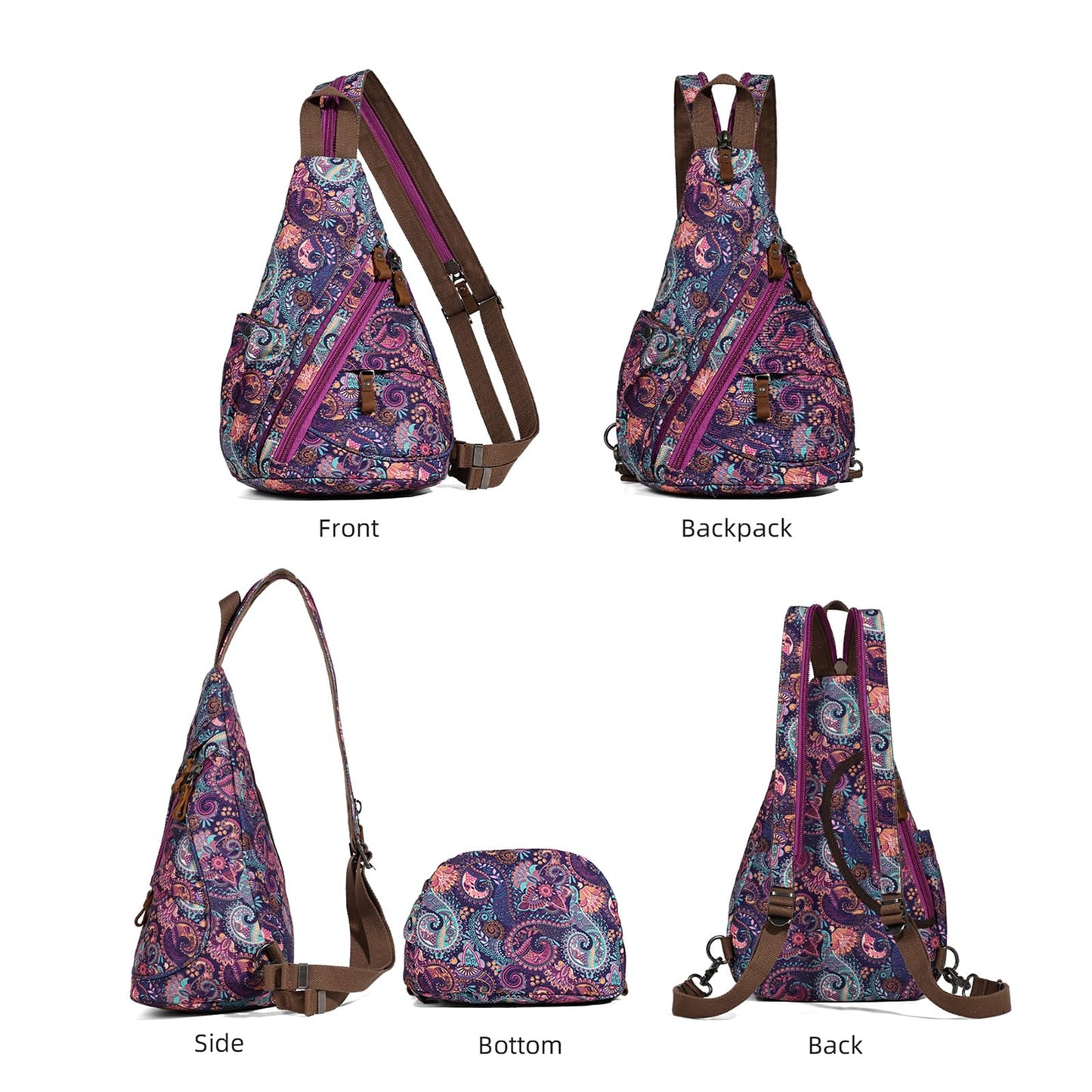 KL928 Canvas Sling Bag - Small Crossbody Backpack Shoulder Casual Daypack Rucksack for Men Women