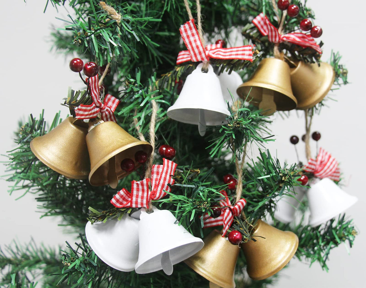 Tinsow 6 Pcs Red Christmas Bells, Tree Hanging Ornament Metal Jingle Bells for Christmas Holiday Decoration (6, White)