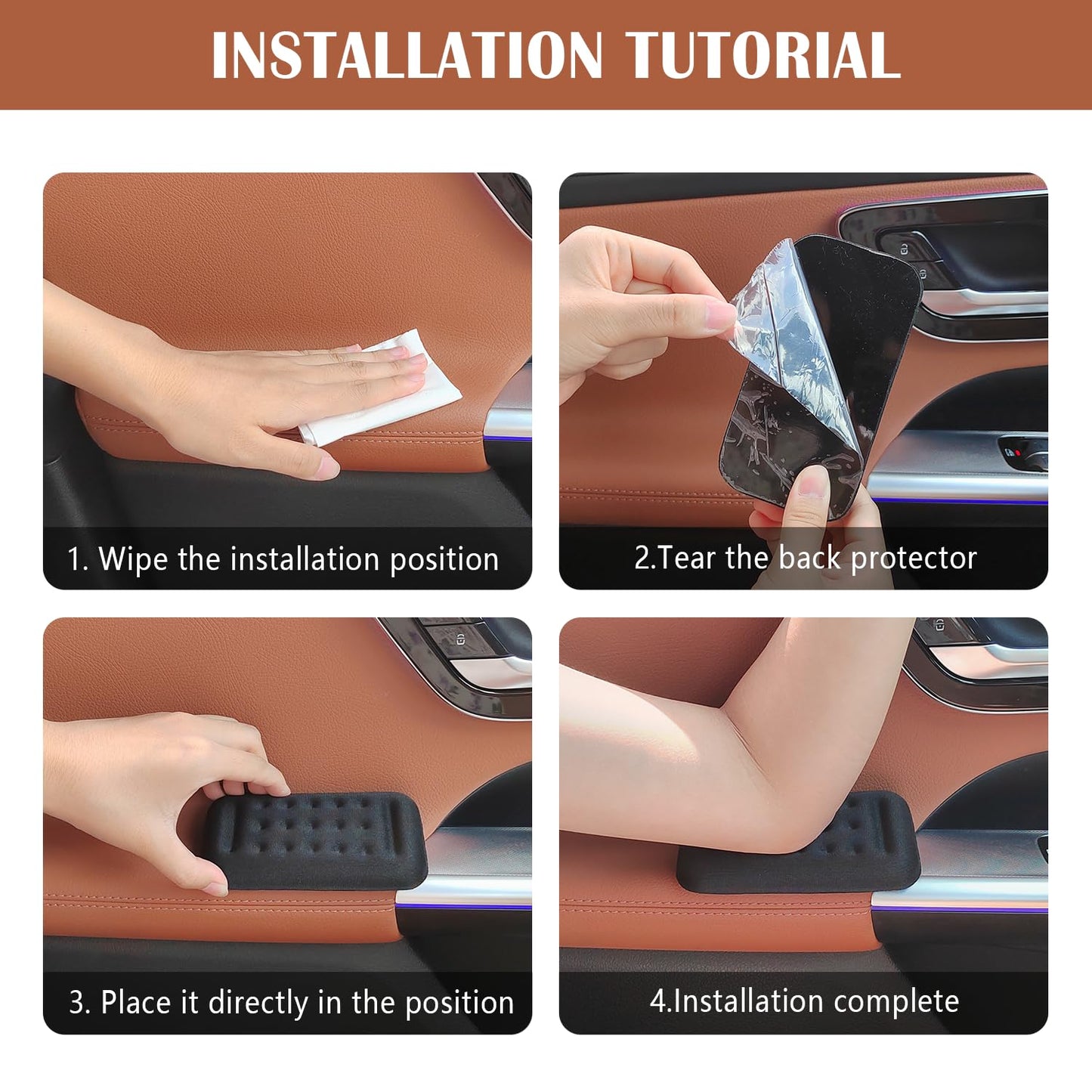 2PCS Car Arm Rest Elbow Pads,Comfortable Car Arm Rest Cushion with Memory Foam Pad for Arm Support,Universal Car Door Armrest Pad Car Interior Accessories (Black)