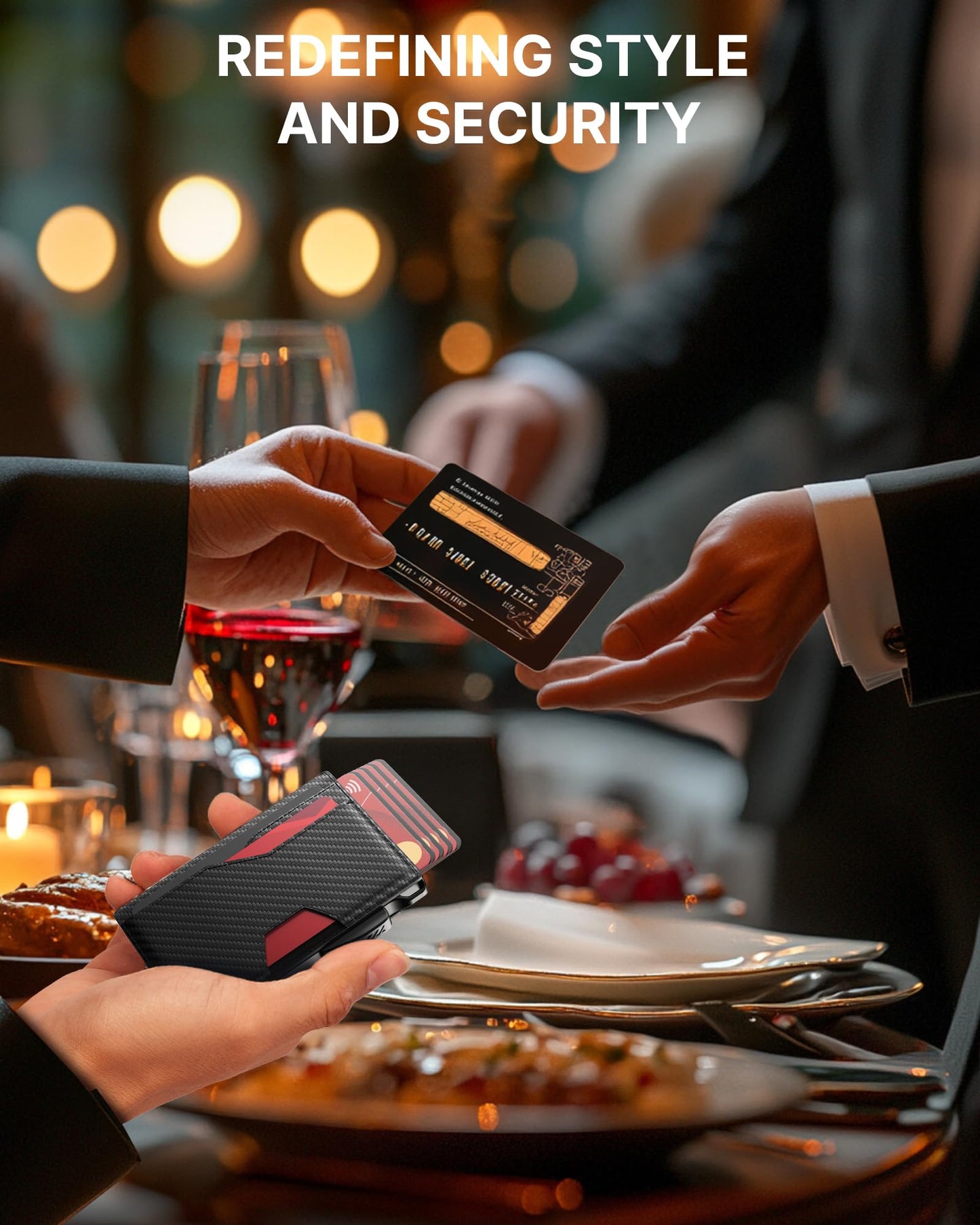typecase Wallet for Men: Rfid-blocking with Money Clip Slim Leather Bifold Wallet ID Window Smart Pop Up Card Case Hold 9-13 Cards Front Pocket Wallet with Gift Box (Carbon Fiber Black)