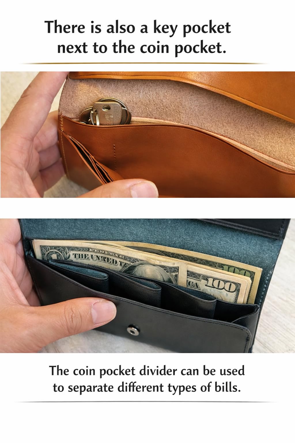 MASACCIO Over-d-lap Extra Small Long Wallet Green Genuine Leather, Slim Billfold, Mini Design, Card & Slit Pockets, Ultra-Thin Unisex Style (Green)