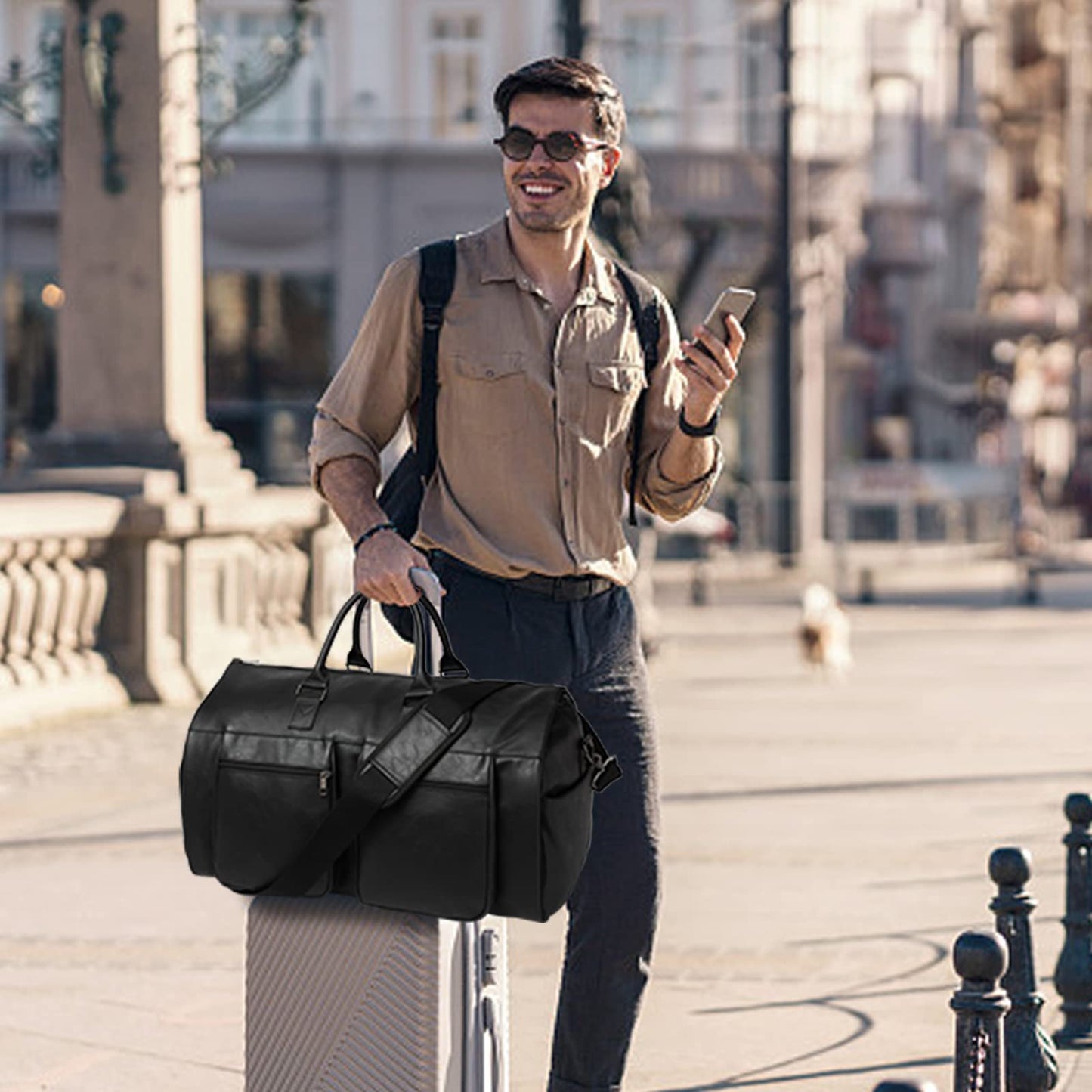 Convertible Travel Garment Bag,Carry on Garment Duffel Bag for Men Women - 2 in 1 Hanging Suitcase Suit Business Travel Bag Black