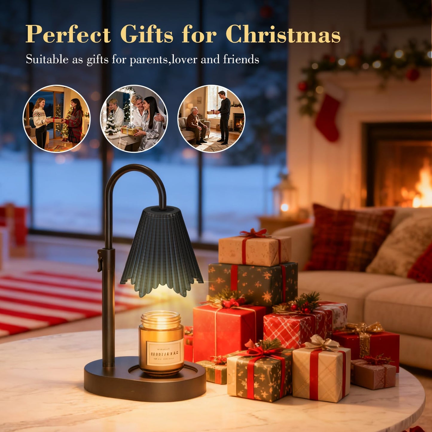WYghyronic Candle Warmer Lamp with Timer & Dimmable 4-Level Brightness - Adjustable Height,for New Home Bedroom, Gifts for Women (Black2)