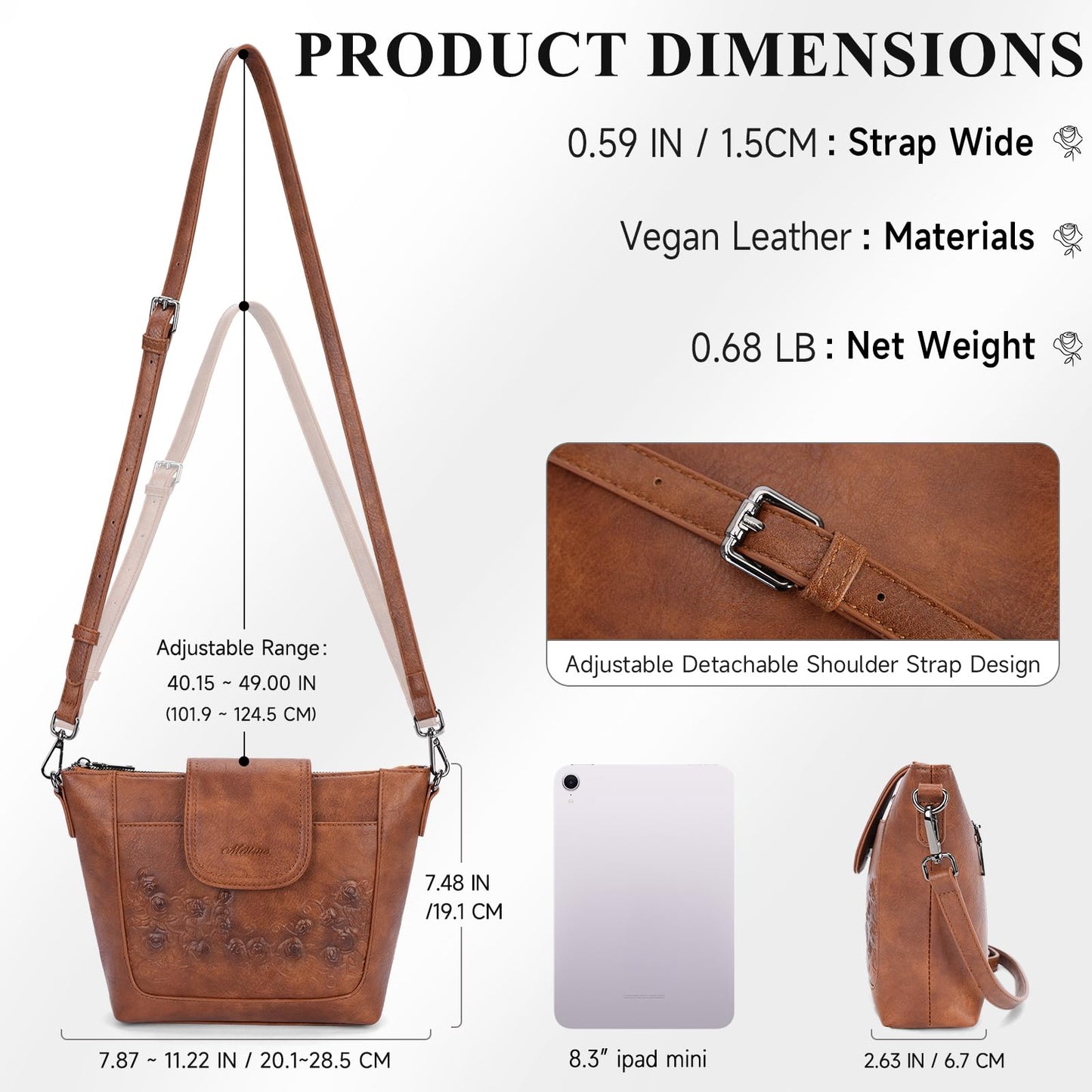 MEITRUE Crossbody Bags for Women Vegan Leather Multi-Pockets Purses Vintage Ladies Small Shoulder Bag