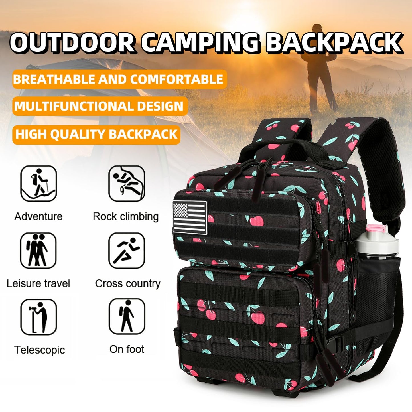 HongXingHai 9L Mini Tactical Backpack for Men and Women Tactical Backpack Small for Hiking Small Tactical Bag Fitness Pack