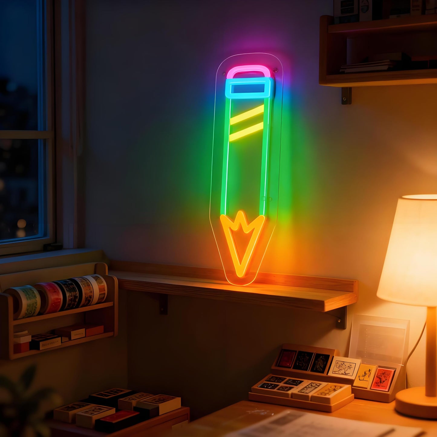 Neonawall Pen Neon Sign for Wall Decor Students Light Up Led Sign Birthday Party Gifts Led Decorative Night Signs School Class Room Decorations Christmas Party Gifts for Learning Room Boys Girls