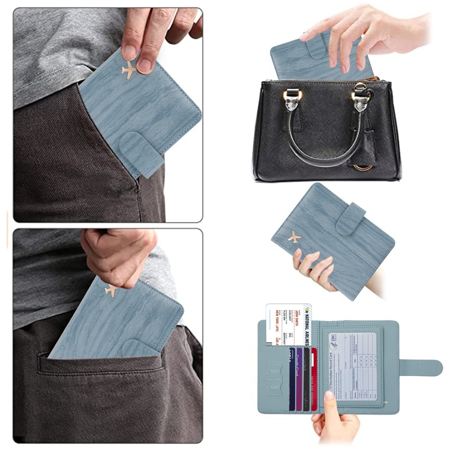 Melsbrinna Rfid Passport Holder for Travel women/Men, Cute Passport Wallet Rfid Blocking Card Slots, Rfid Passport Cover/CaseTravel Wallet, Passport Book Holder (1, Blue1)