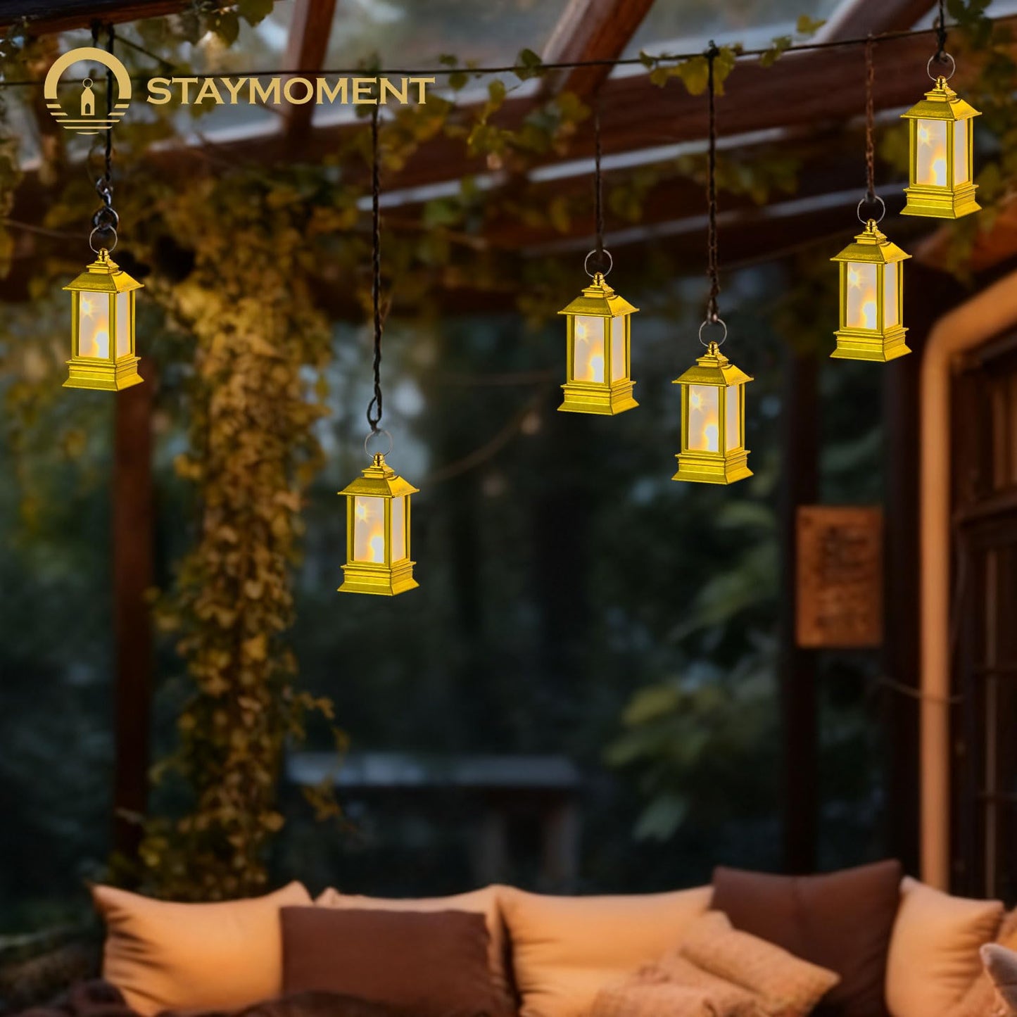 Staymoment Gold Lanterns Decorative Indoor: 24 Pcs Starlight Mini LED Lantern for Centerpiece Table Decorations Halloween Christmas Wedding Party Camping Decor