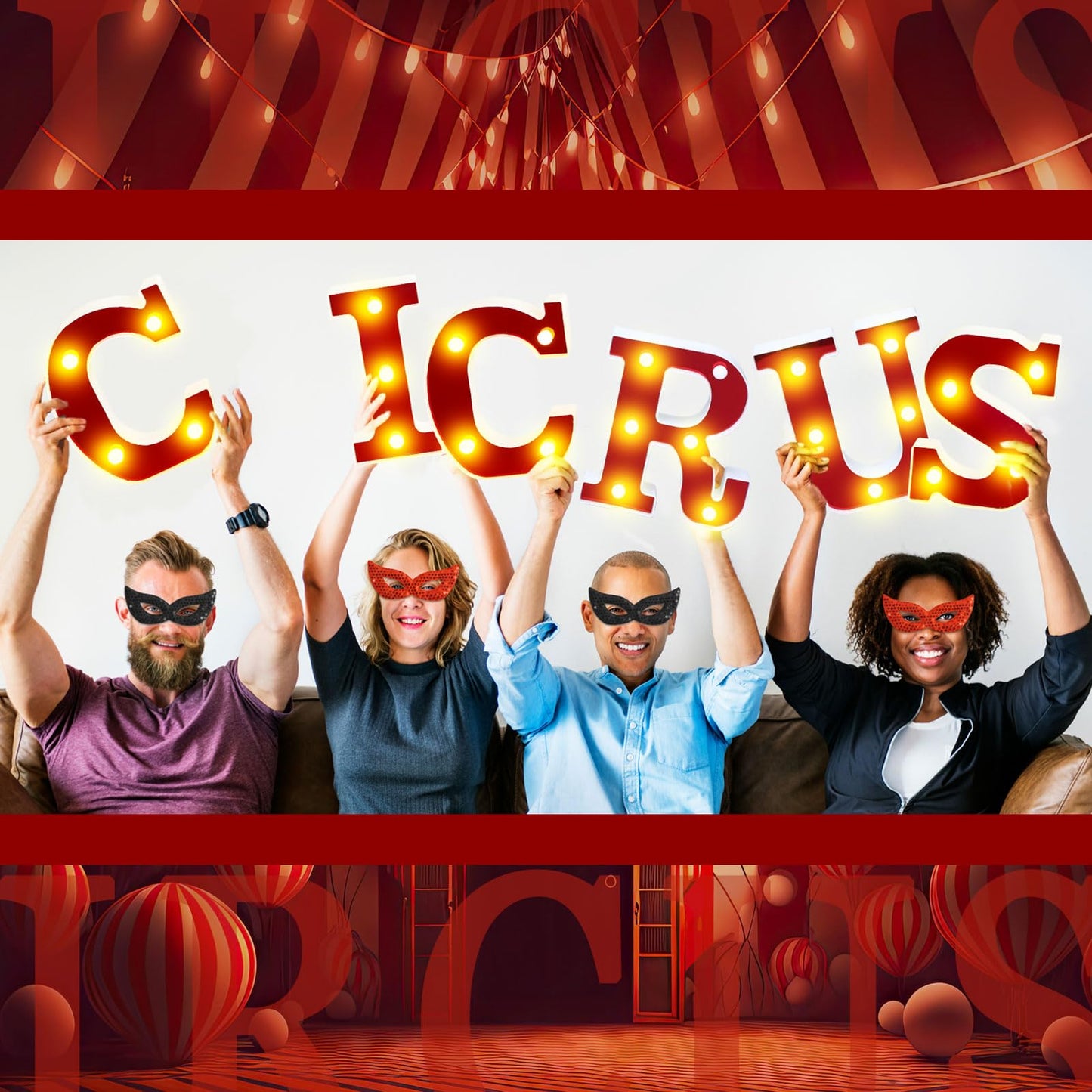 Aurelema Circus 6.3" Light up Letters Sign Party Decorations Battery Powered Marquee Lighted Sign LED Alphabet Letter Lights for Christmas Night Party Birthday Home Tabletop Decor Supplies