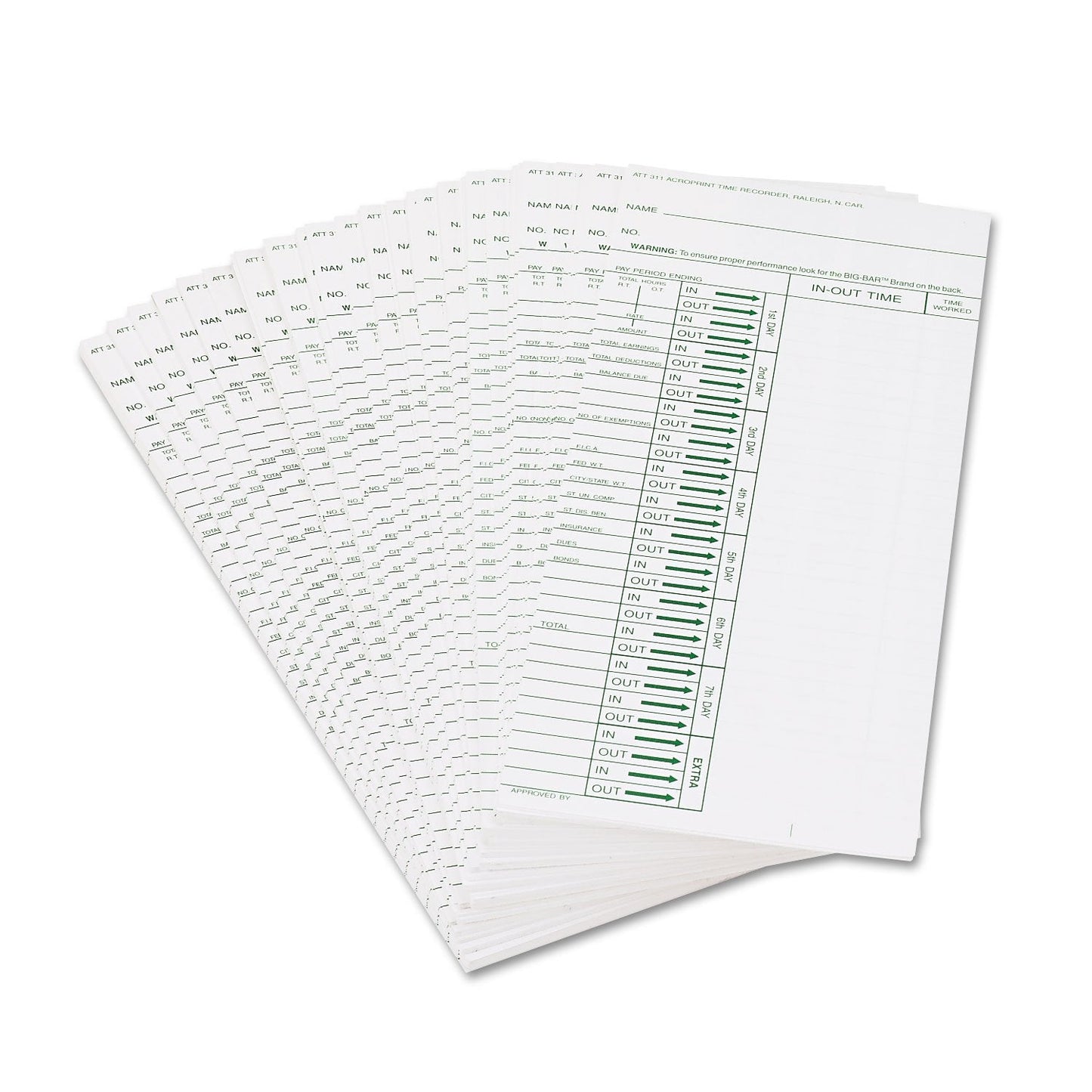 Acroprint 09-6103-080 Time Card for ATT310 Time Recorder, Pack of 200 Time Clock