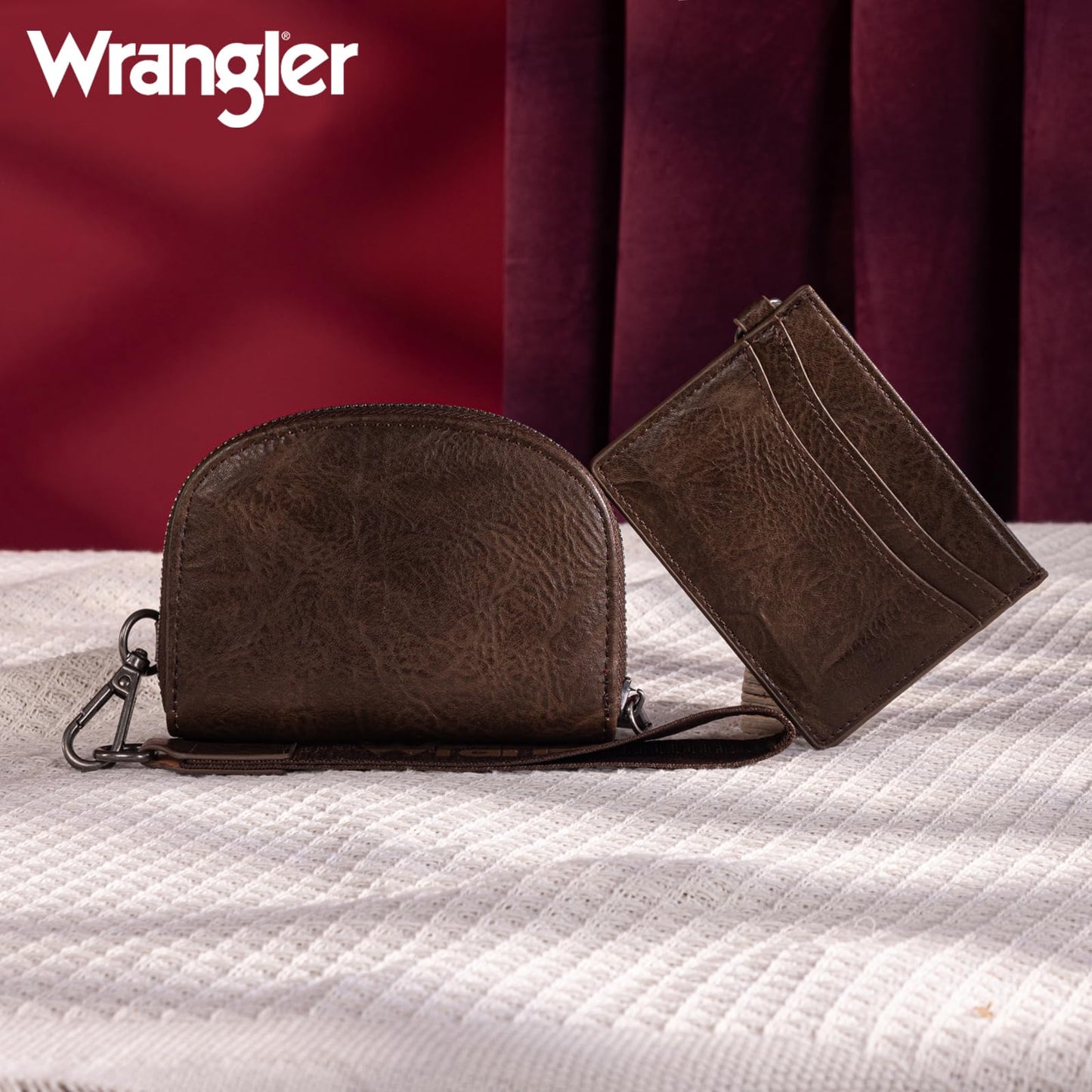 Wrangler KeyChain Wallet Wristlet Wallets for Women Dual Pouch Wristlet with Zipper Womens Credit Card Holder Wallet