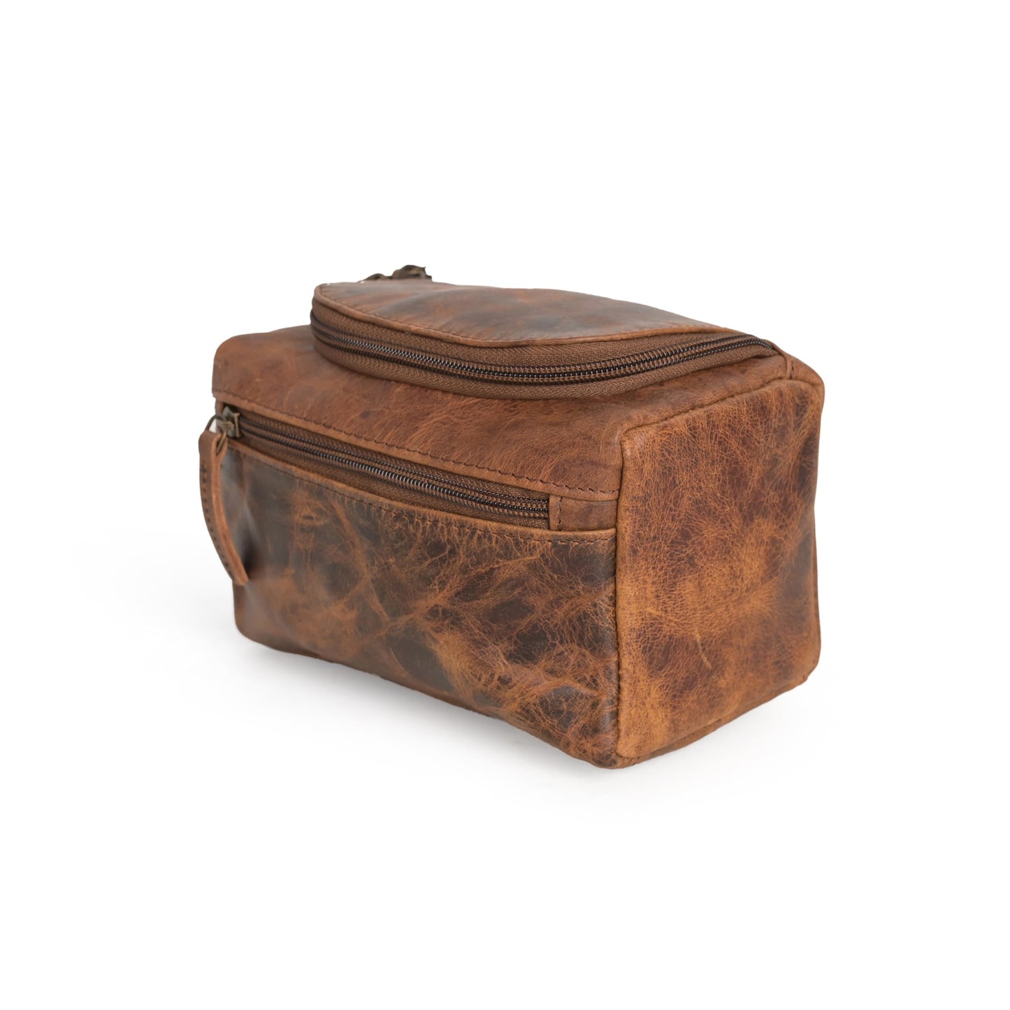 RusticVintage (7.5 inch Small) Real Full Grain Leather Toiletry Bag for Men, Dopp kit with Waterproof Lining, Toiletries Organizer, Grooming Travel Bag Pouch, Bathroom Shaving Kit Zipper Bag
