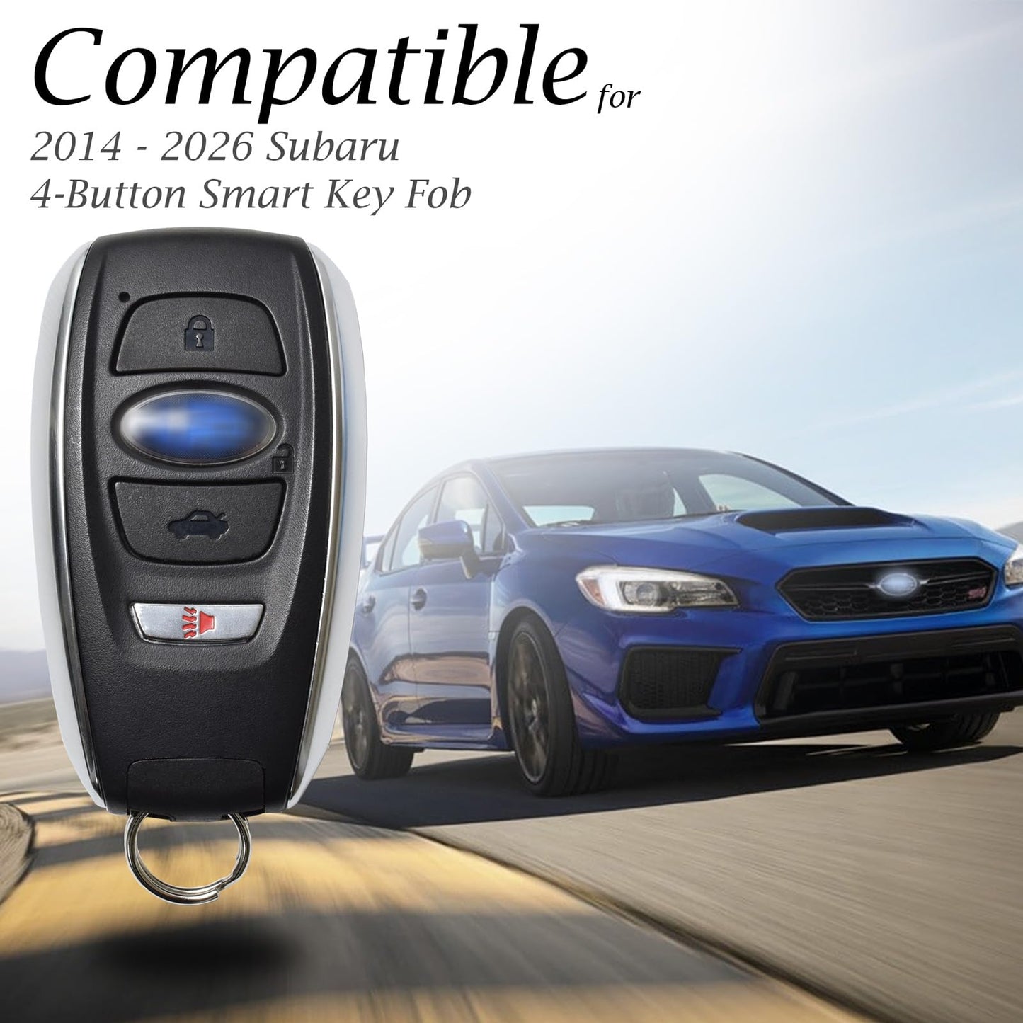 Vitodeco Leather Smart Key Fob Case Cover Compatible with Subaru Forester, Impreza, Outback, WRX, BRZ, XV Crosstrek, Ascent, Solterra (2014 - 2026 Models) - 4 Buttons, Brown