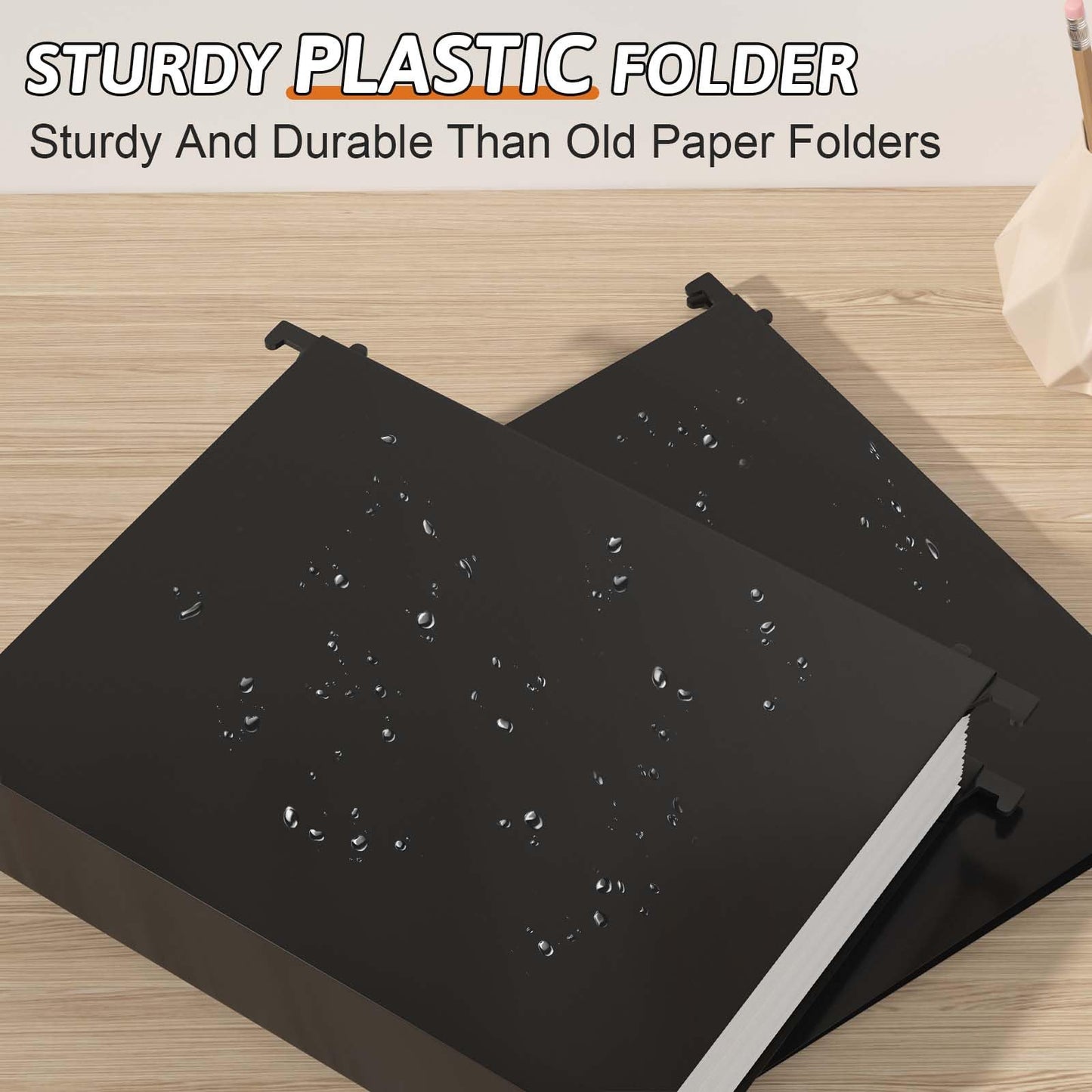 Nordun Extra Capacity Plastic Hanging File Folder Letter Size,12 Pack Reinforced Hang Folders with Heavy Duty 2 Inch Expansion,Durable Hanging Organizer Designed for Bulky Files(Black)