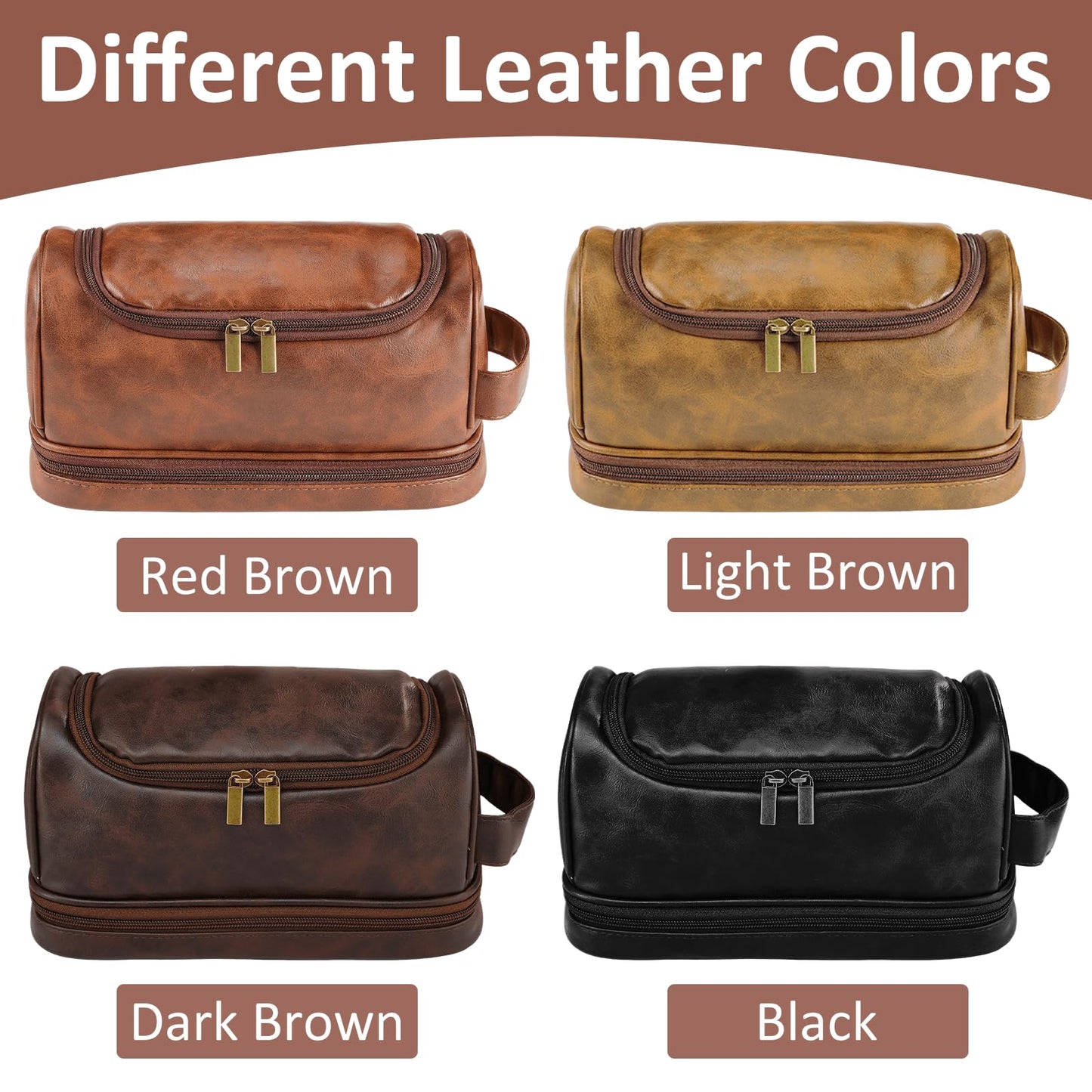 Sparklove Personalized Toiletry Bag for Men Gifts, Father Day Gifts Custom Leather Shaving Bag, Engraved Travel Bag, Birthday Present for Dad Husband Groomsmen Son Wedding Anniversay