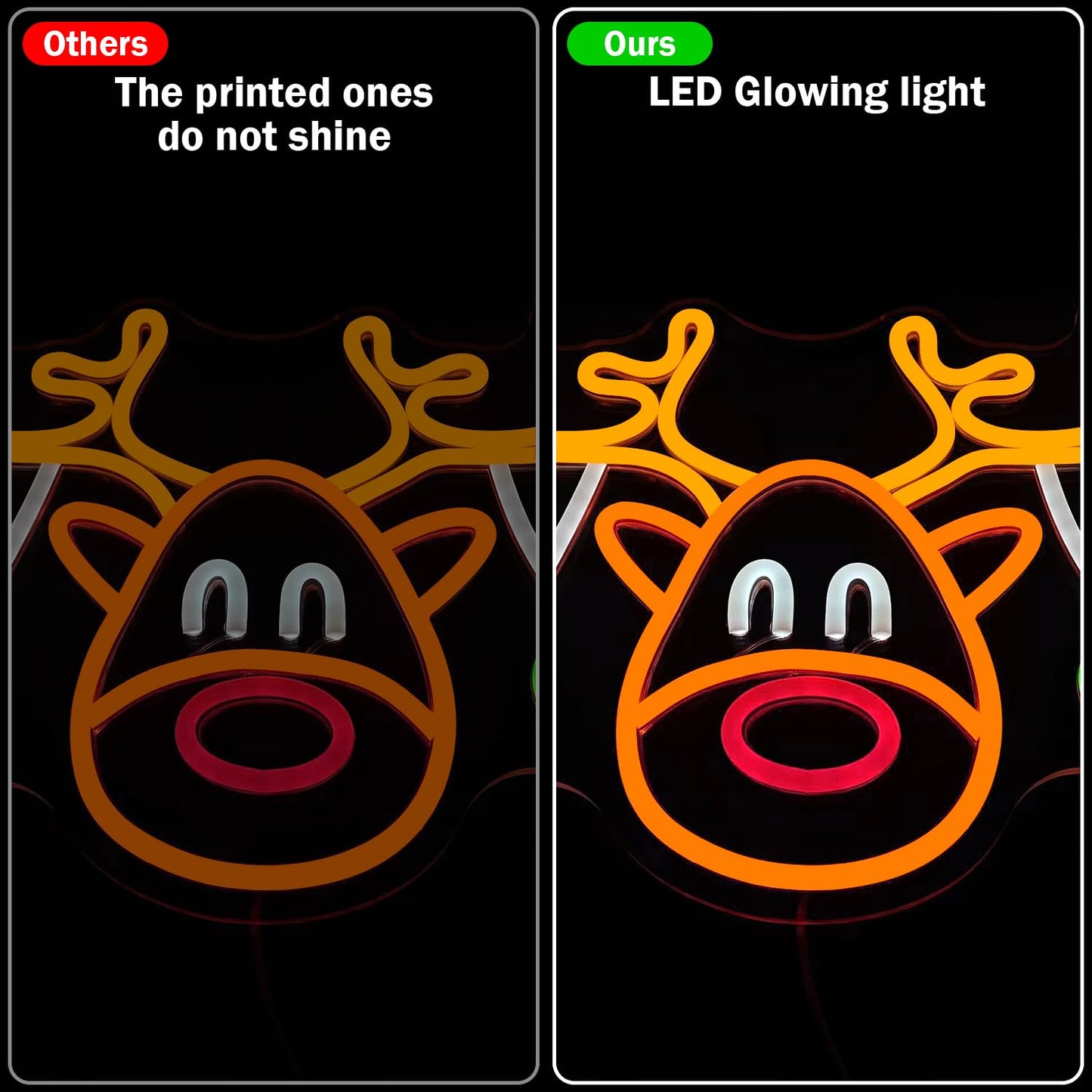 Christmas Reindeer Neon Sign Dimmable Elk Neon Light Sign for Wall Decor Christmas Neon Window Lights, Deer Neon Sign for Bedroom Living Room LED Reindeer Christ-mas Party Decoration