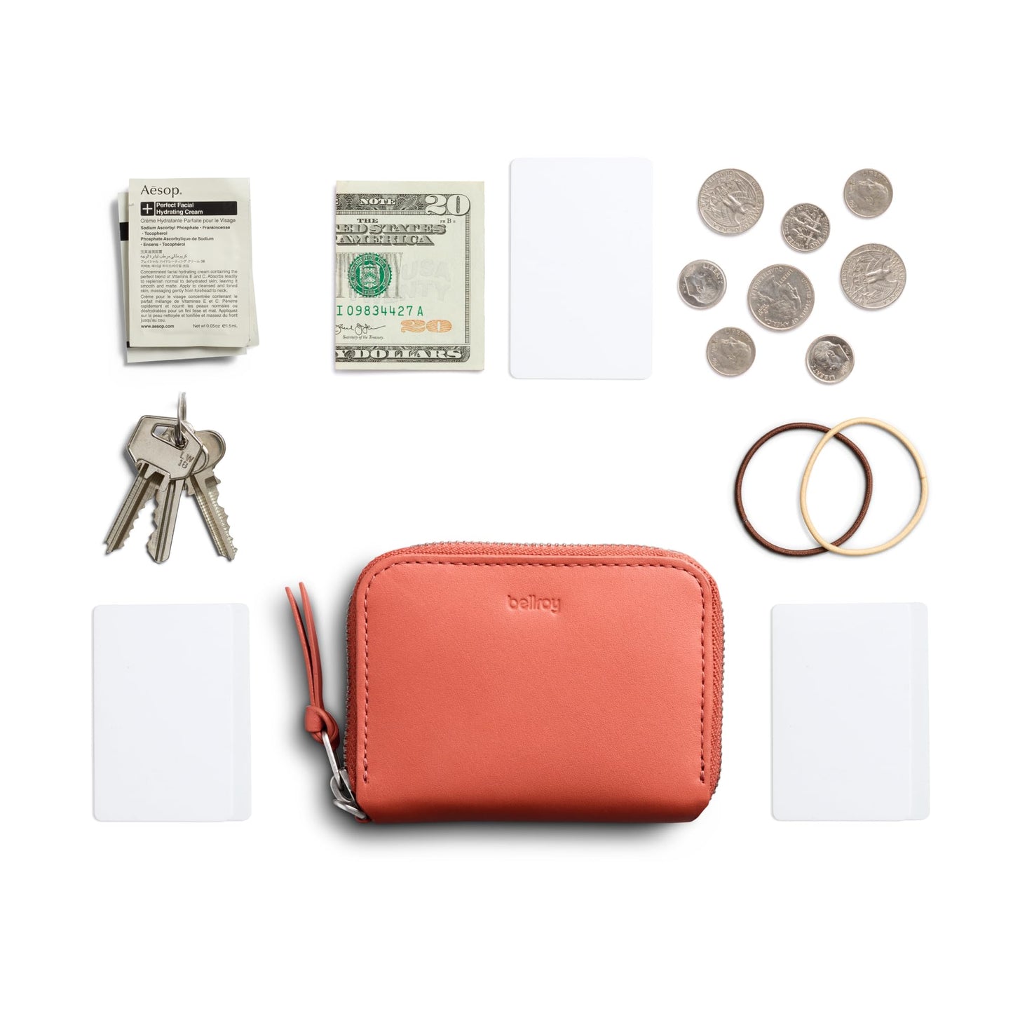Bellroy Folio Piccolo (small leather zip wallet for men and women, with storage for cards, coins and keys) - BloodOrange