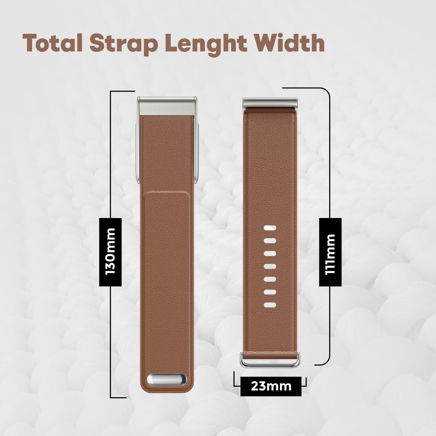 DADO Luxe Tapered Leather Replacement Band Compatible with WHOOP 5.0, One, Peak, and Life Fitness Tracker – Durable & Comfortable | Not for Whoop Gen 4 (Brown Silver, One/Peak)