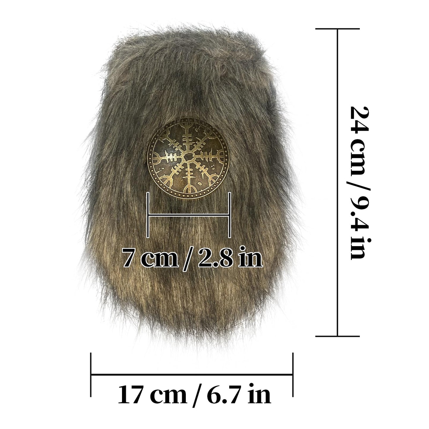 HiiFeuer Viking Faux Fur Belt Bag Nordic Badge Belt Pouch Fuzzy Portable Drawstring Purse Medieval Cosplay Side Pack Dice Bag (Brown A)