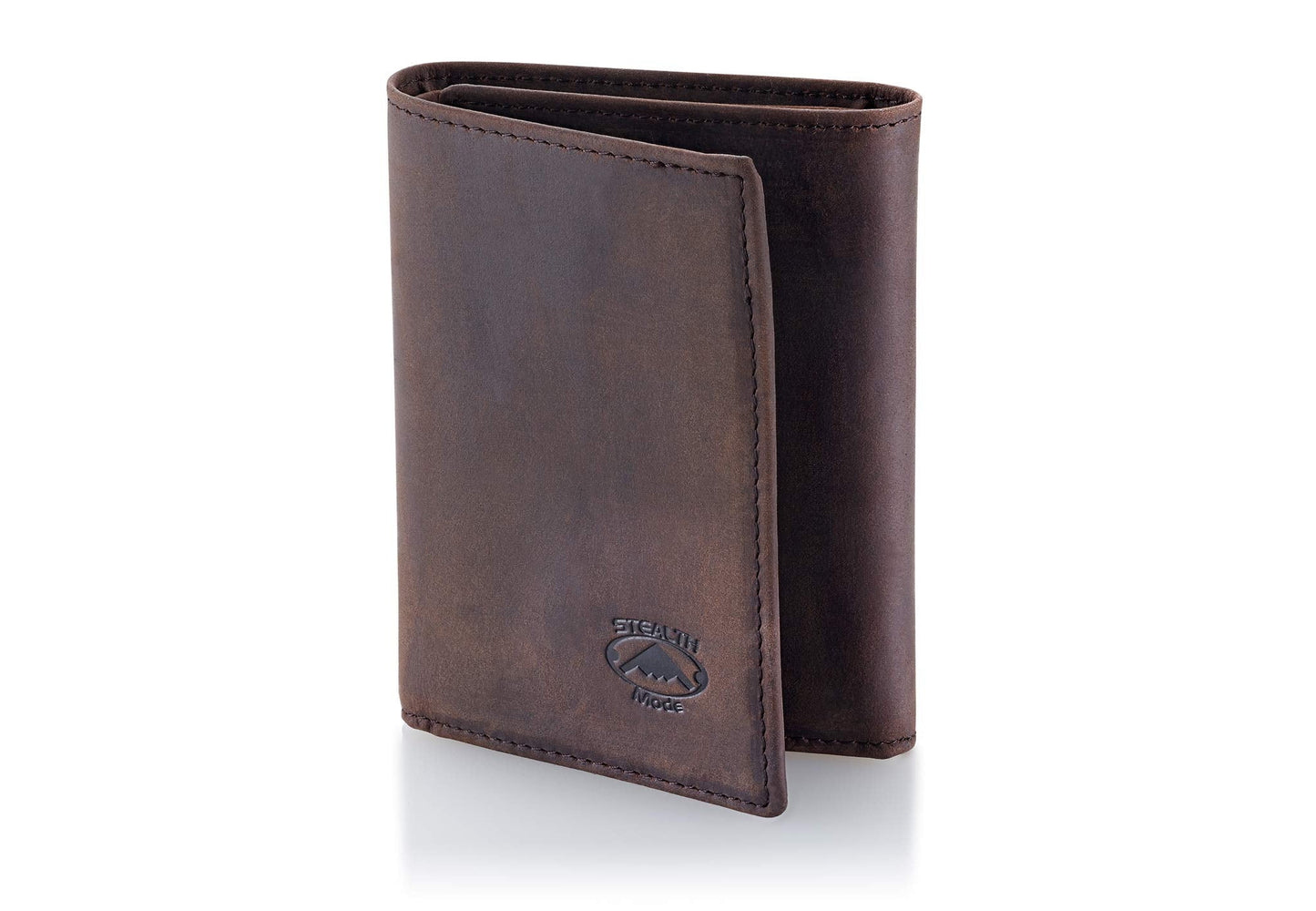 Stealth Mode Trifold Wallet for Men RFID Blocking – Genuine Napa Leather Extra Capacity Mens Wallet, 11 Card Slots, 3 ID Windows, Flip Out ID Holder, Large Tri Fold Leather Wallet for Men - Gift Ready
