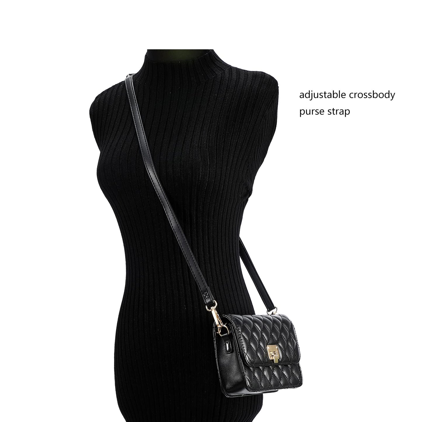 Xiazw Adjustable Soft PU Leather Shoulder Crossbody Purse Strap Bag Chain Replacement (Dark Blue - Gold)
