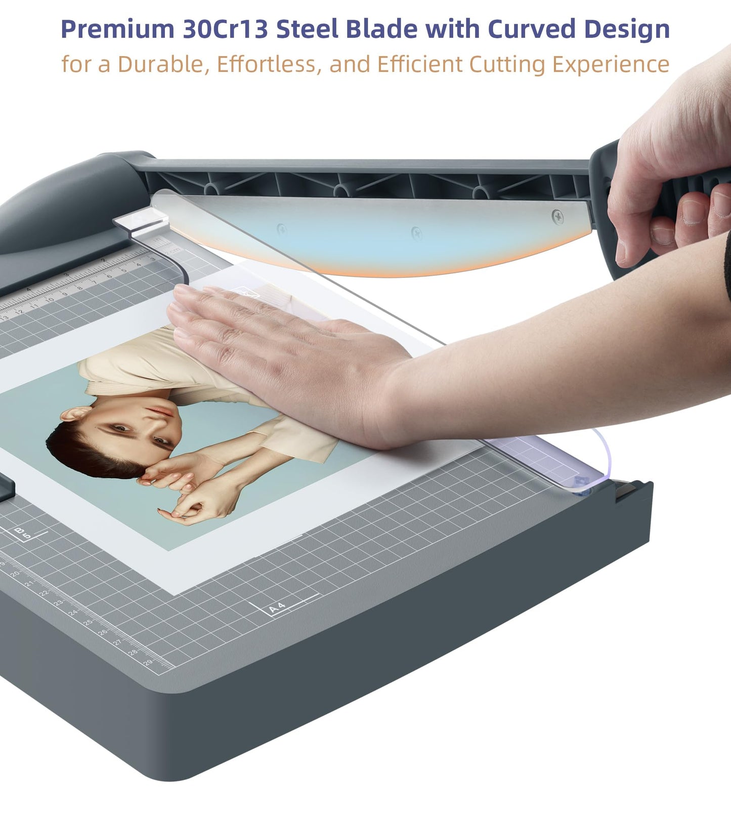 Firbon 12" Guillotine Paper Cutter, Heavy Duty 30-Sheet Capacity Trimmer for Cardstock, Photos, Scrapbooking, Office, Classroom, Studio (Gray)