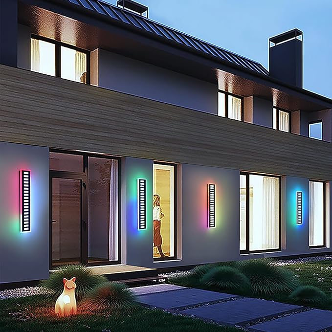 Outdoor Wall Light 24W RGB Modern Outdoor Wall Light LED External Lighting Fixture 23.6" Porch Lamp Waterproof for Patio, Garage