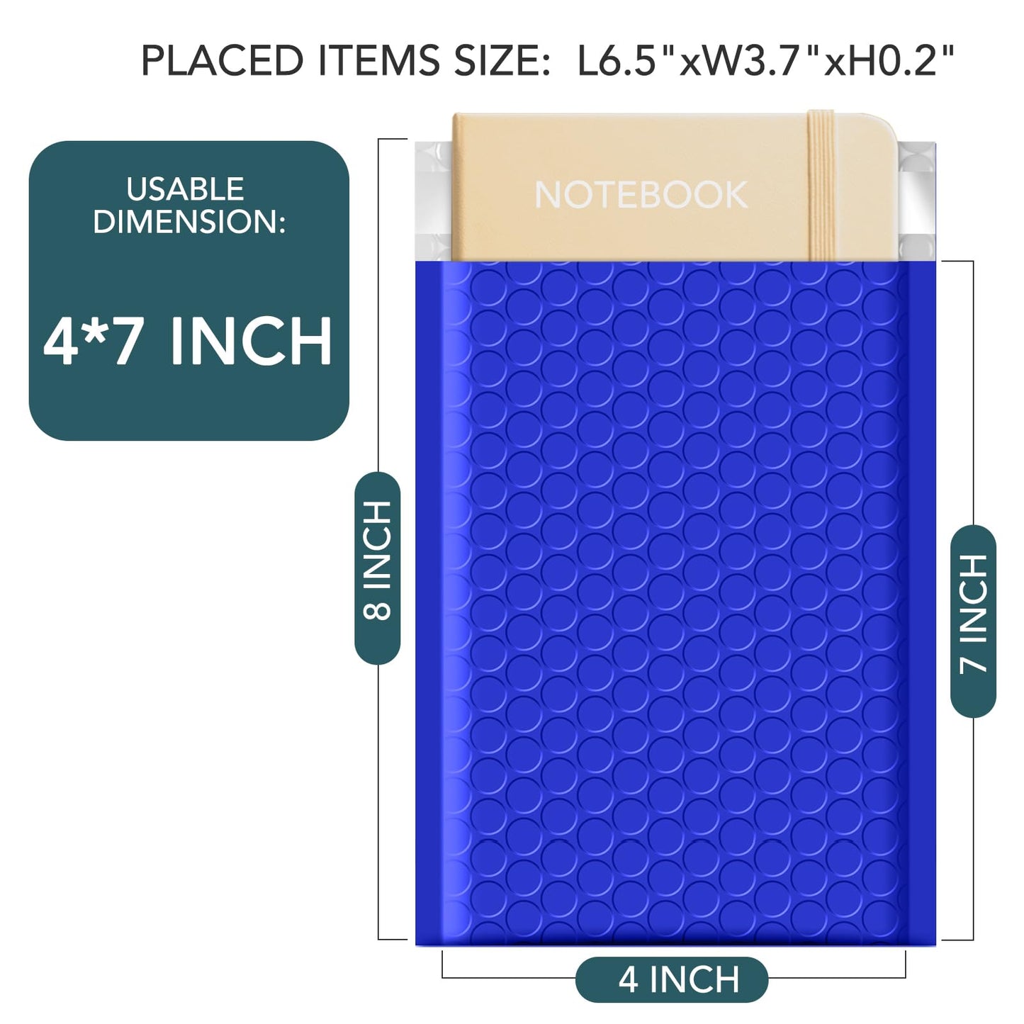 Metronic Bubble Mailers 4x8 Inch 50 Pack Royal Blue Waterproof Padded Envelopes Usable Size 4x7 Self Seal Adhesive Bubble Envelopes Padded Mailers for Small Business Shipping Envelopes for Jewelry