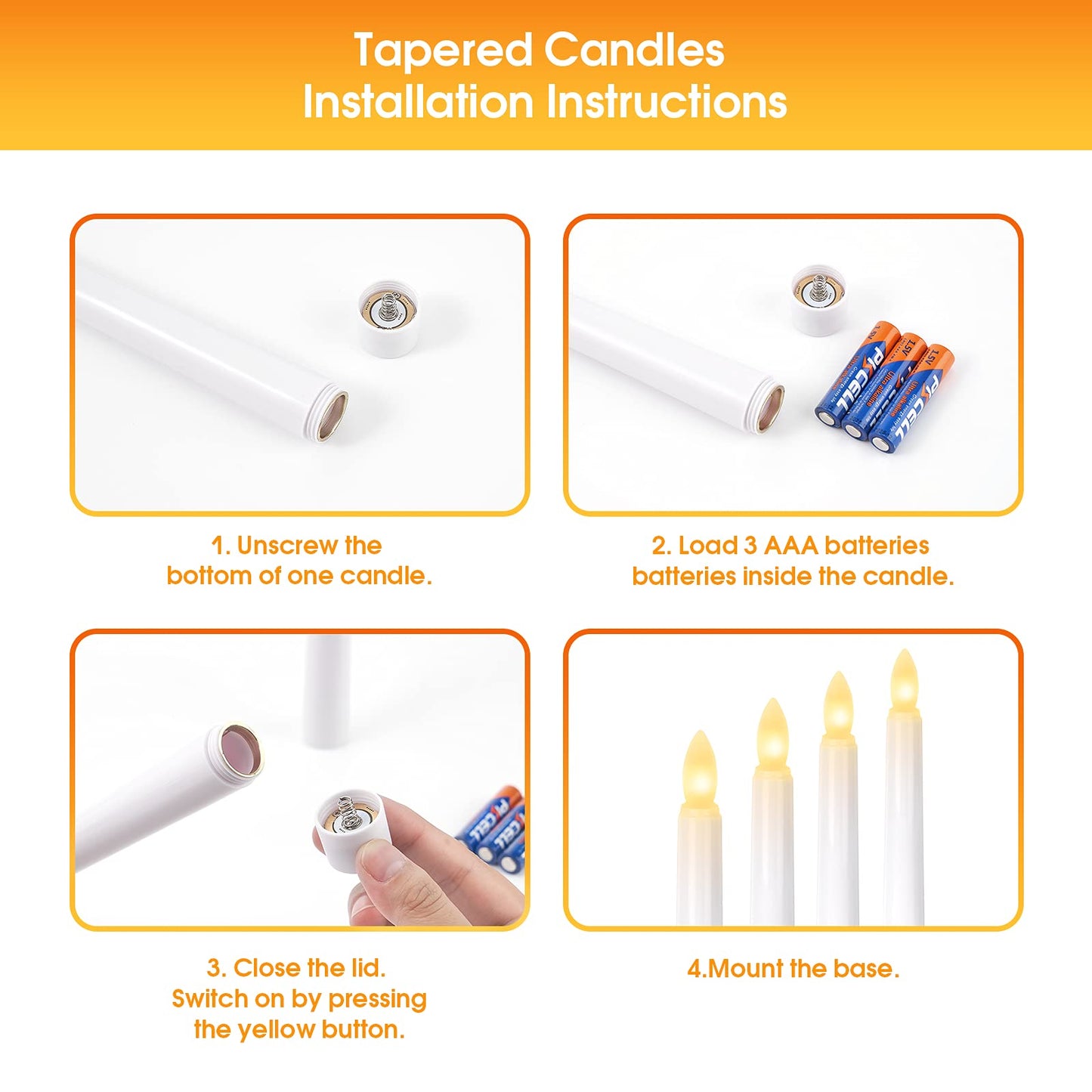 Daord LED Flameless Flickering Taper Candles with Remote & Timer Warm Light Battery Operated Christmas Window Candle for Wedding Party Holiday Home Table Decoration (9 Packs,White+Gold Holder(A))…