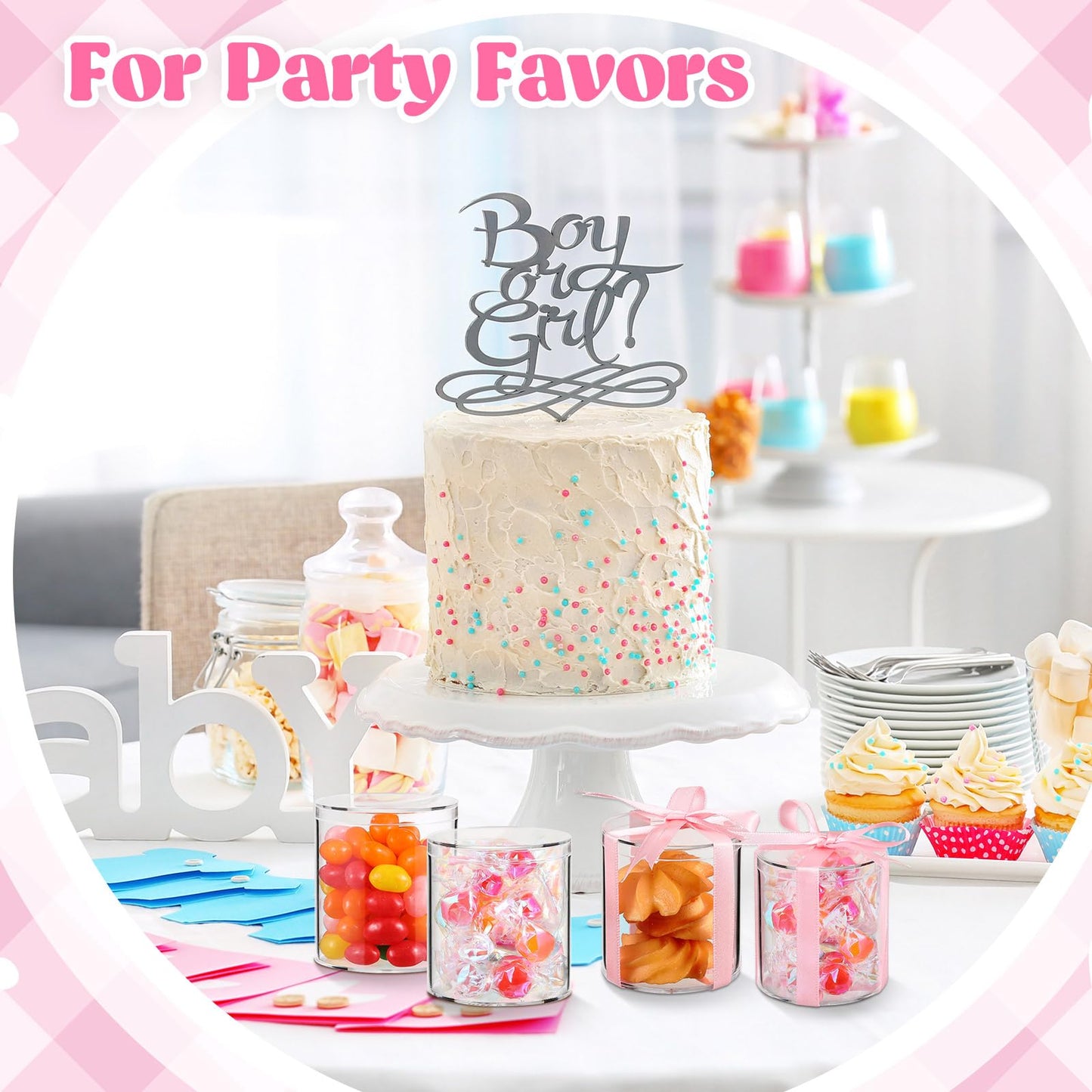 Taiyin 50 Pcs Plastic Acrylic Circle Box with Lid Clear Acrylic Box Small Round Cube Organizer Transparent Storage Boxes Containers for Candy Beads Jewelry Gift Wedding Graduation Favor (2 x 2.36'')
