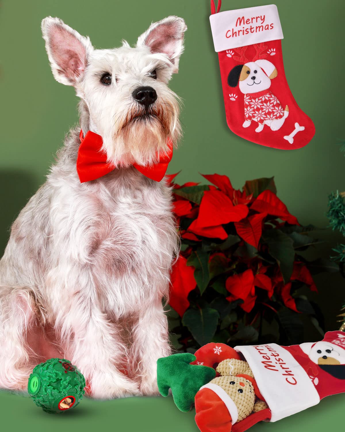 Pweituoet Christmas Dog Toys with Dog Christmas Stocking, Adorable Gifts for Puppy Small Medium Large Dog
