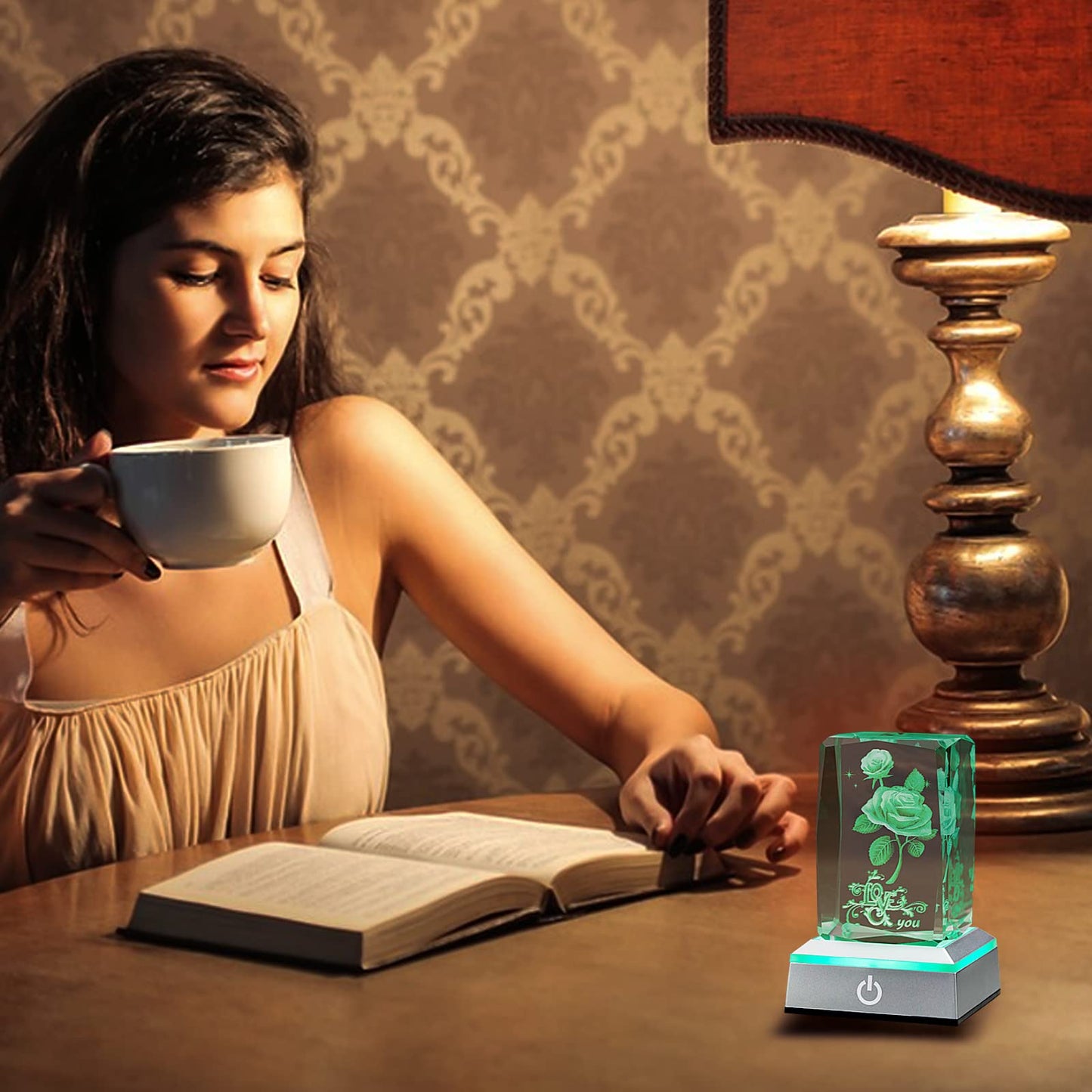 hochance 3D Rose Crystal Nightlight,Perfect Mothers Day Gifts for Wife Her Mom from Daughter Husband Son,Mother's Day Ideas Unique Anniversary Birthday Decolamp Presents